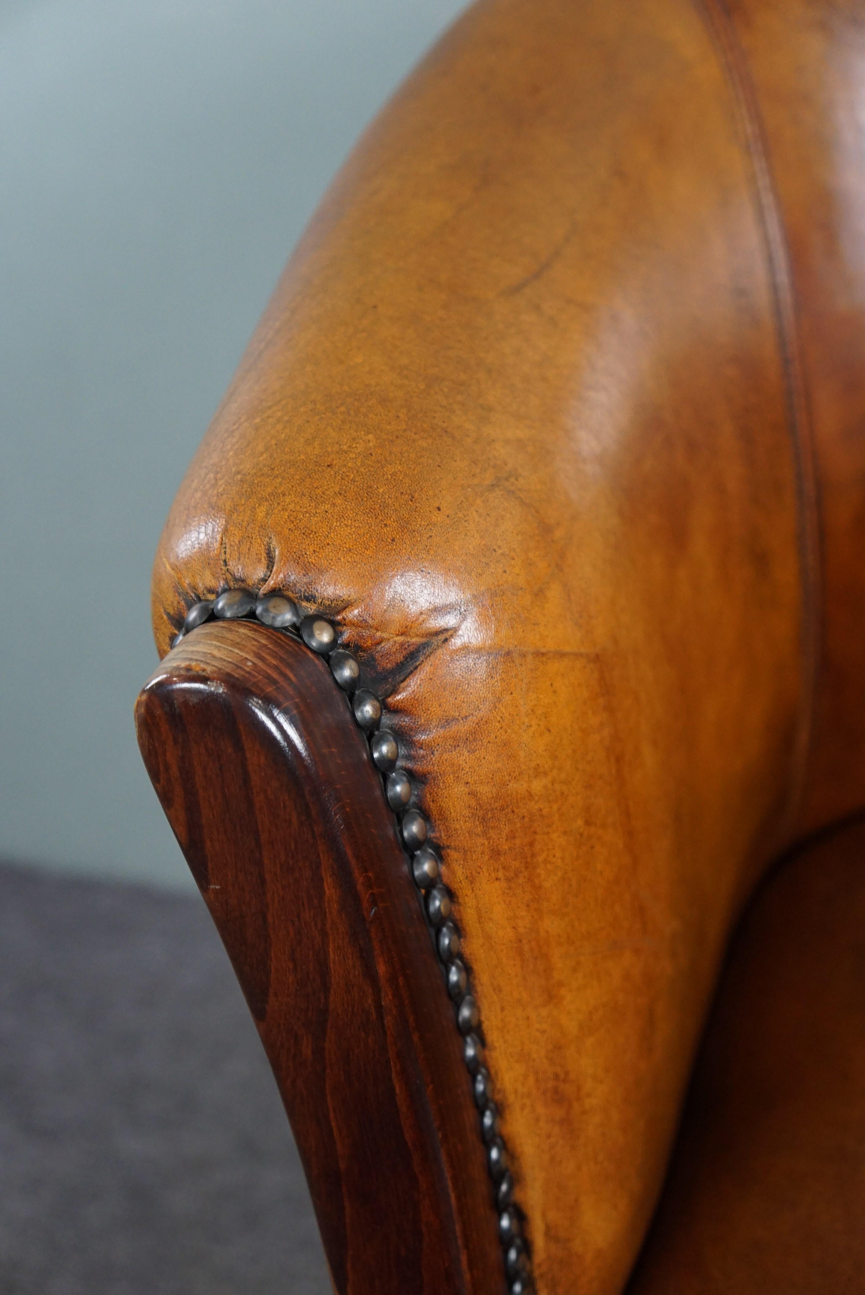 Very expressive side chair/tubchair made of sheep leather For Sale 1