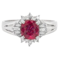 Very Fine 1.11 Carat Ruby Ring with Diamond Setting 0.26 Carats Platinum
