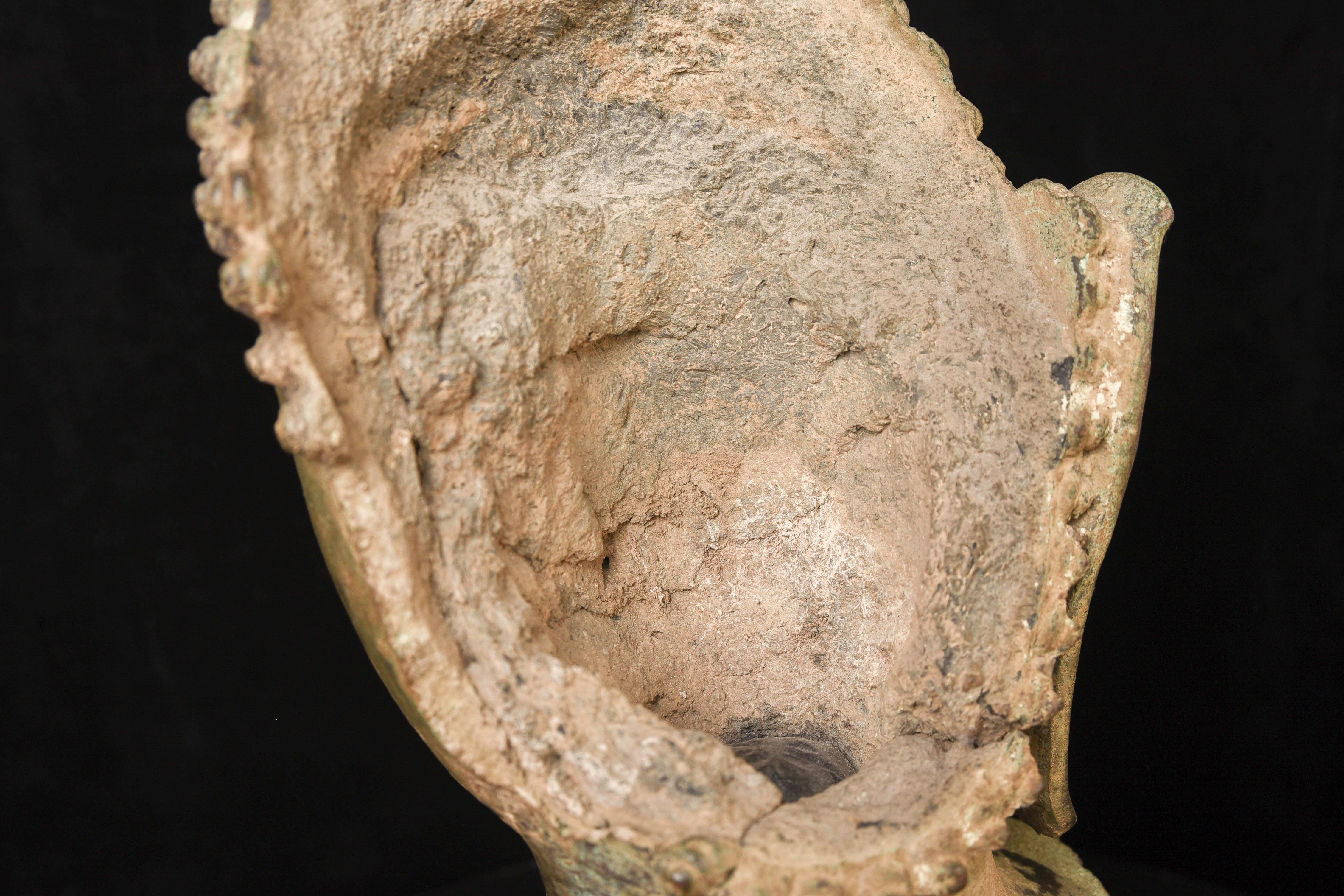 Très belle tête de Bouddha Sukhothai classique du 14e siècle - Sourire spécial 9730 en vente 2