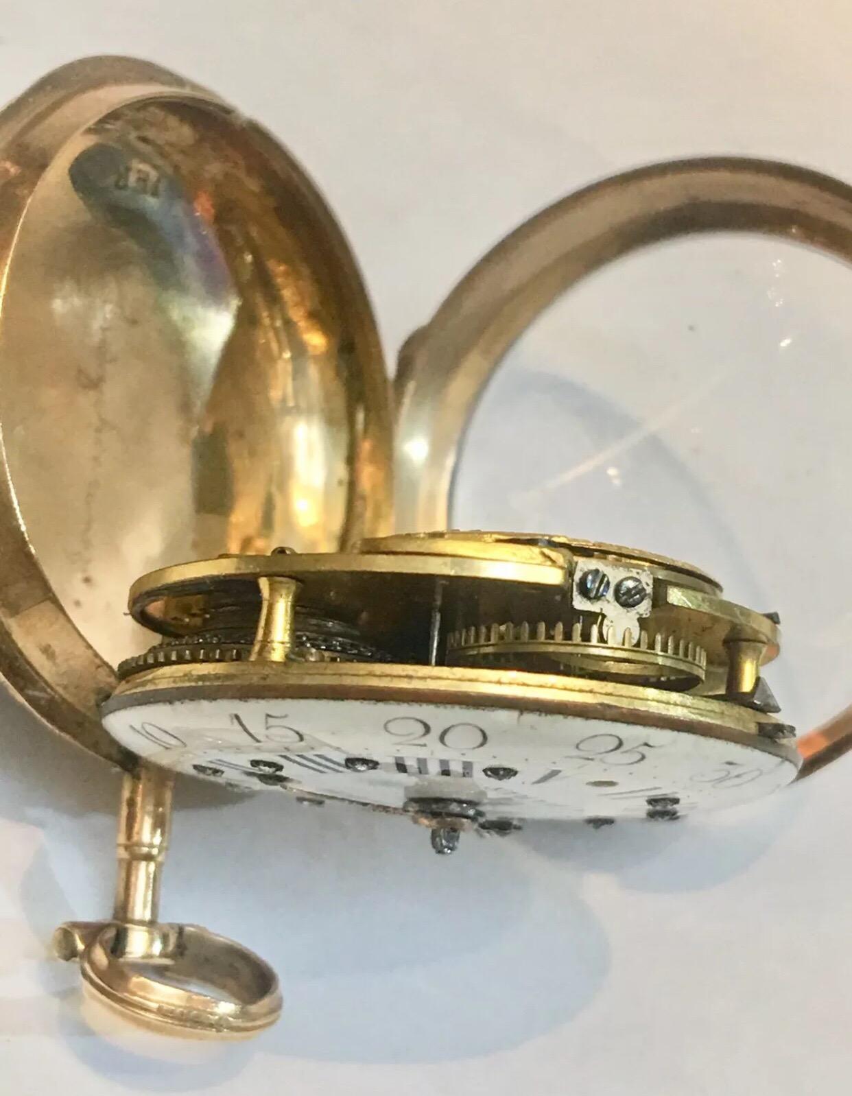 Very Fine 18 Karat Gold Diamond, Enamel Verge Pocket Watch In Good Condition In Carlisle, GB