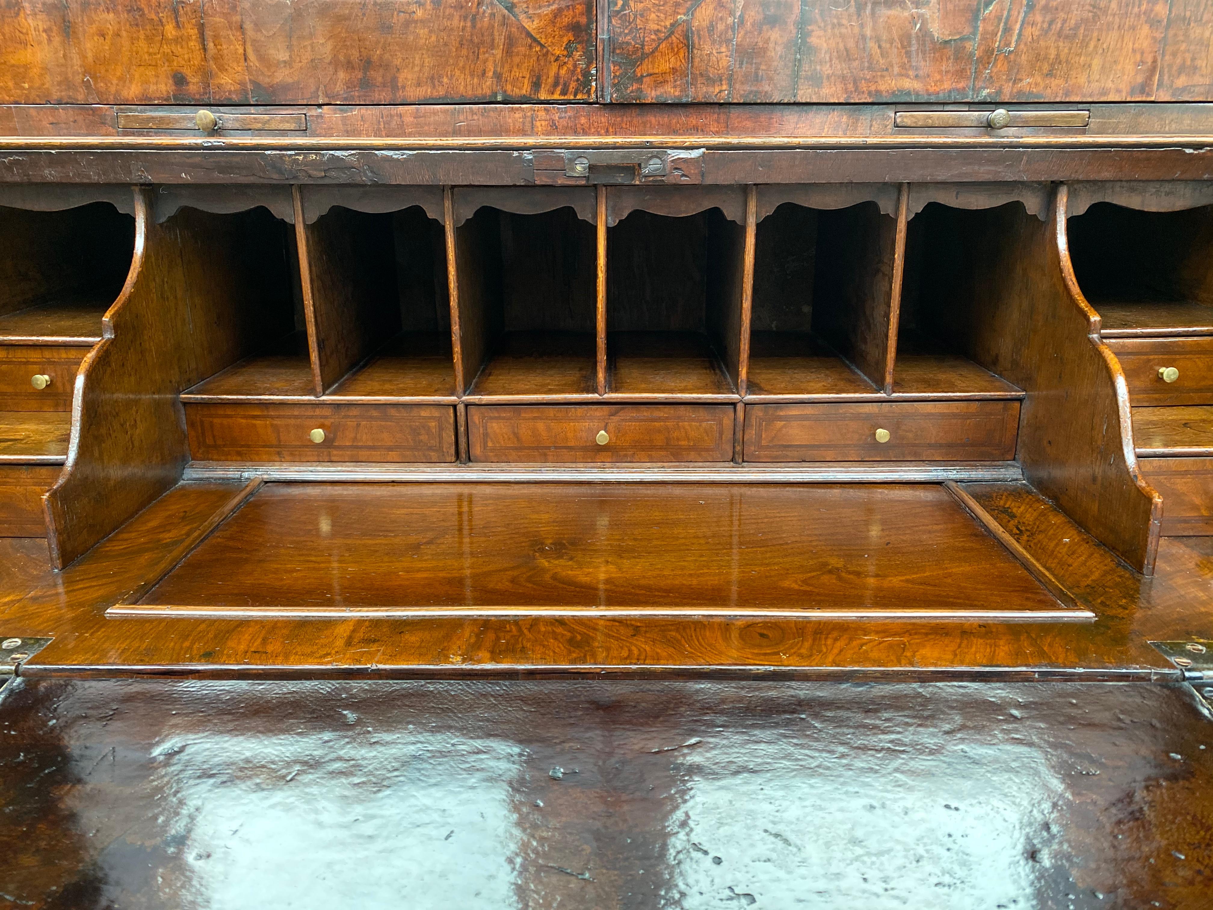 Very Fine 18th Century George I Period Burr Walnut Bureau Bookcase For Sale 2