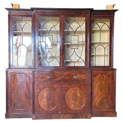 Very fine 18th century Georgian mahogany breakfront bookcase with secretary desk
