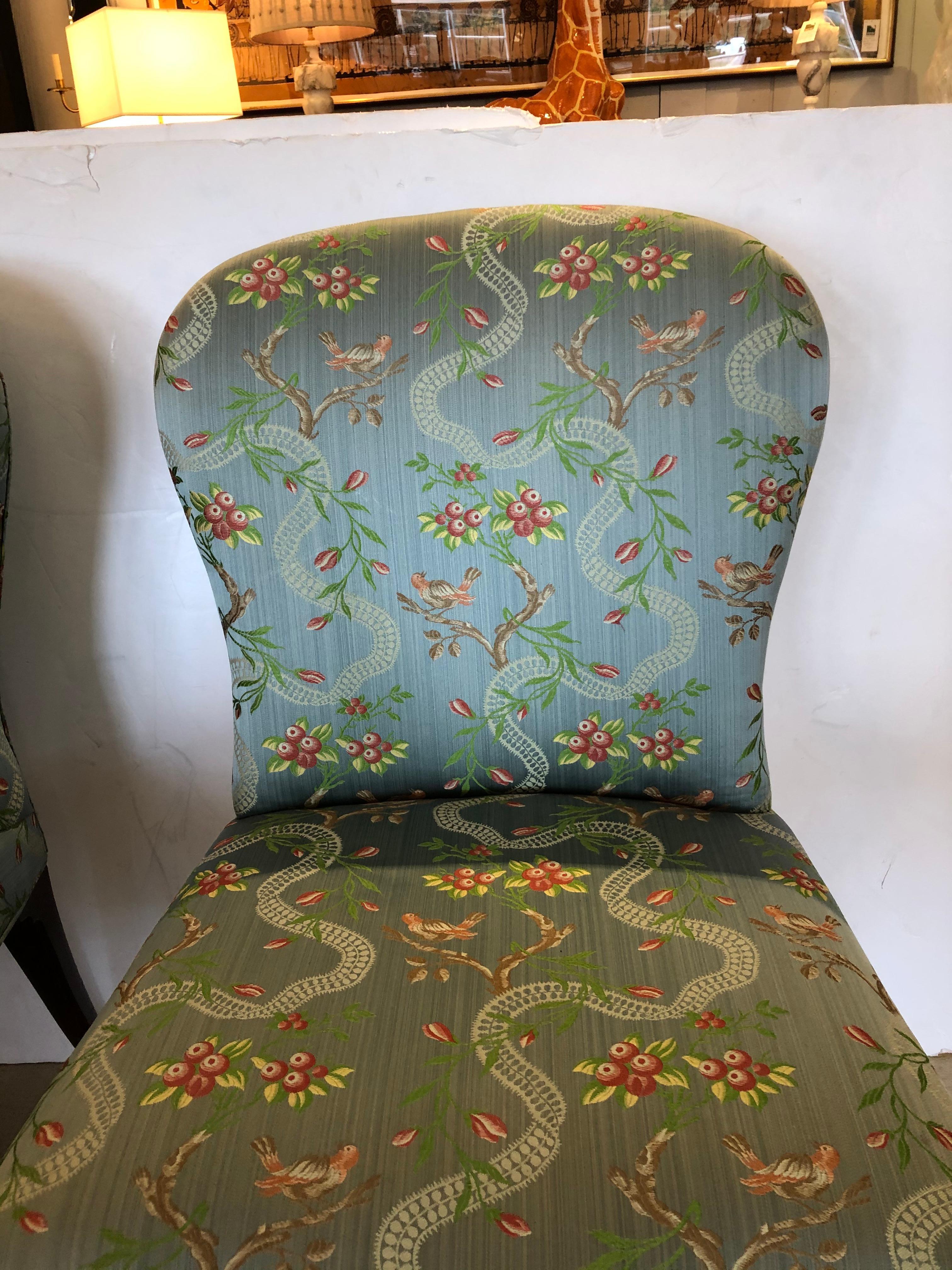 Very Fine 18th Century Georgian Side Chairs Dressed Up in Scalamandre Upholstery For Sale 4