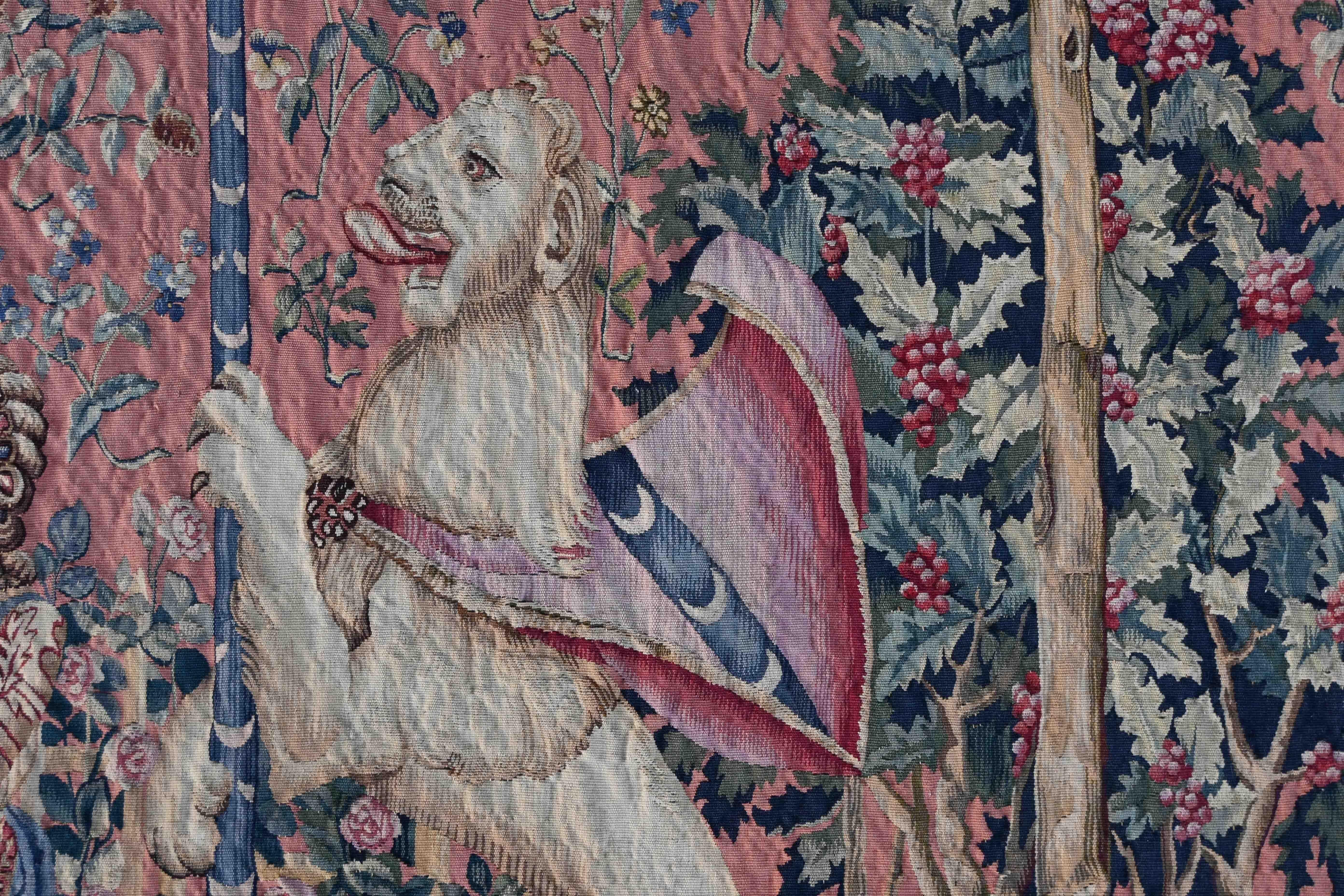 Very Fine 19th Century Aubusson french Tapestry - The Lady with Unicorn  N° 1364 For Sale 8