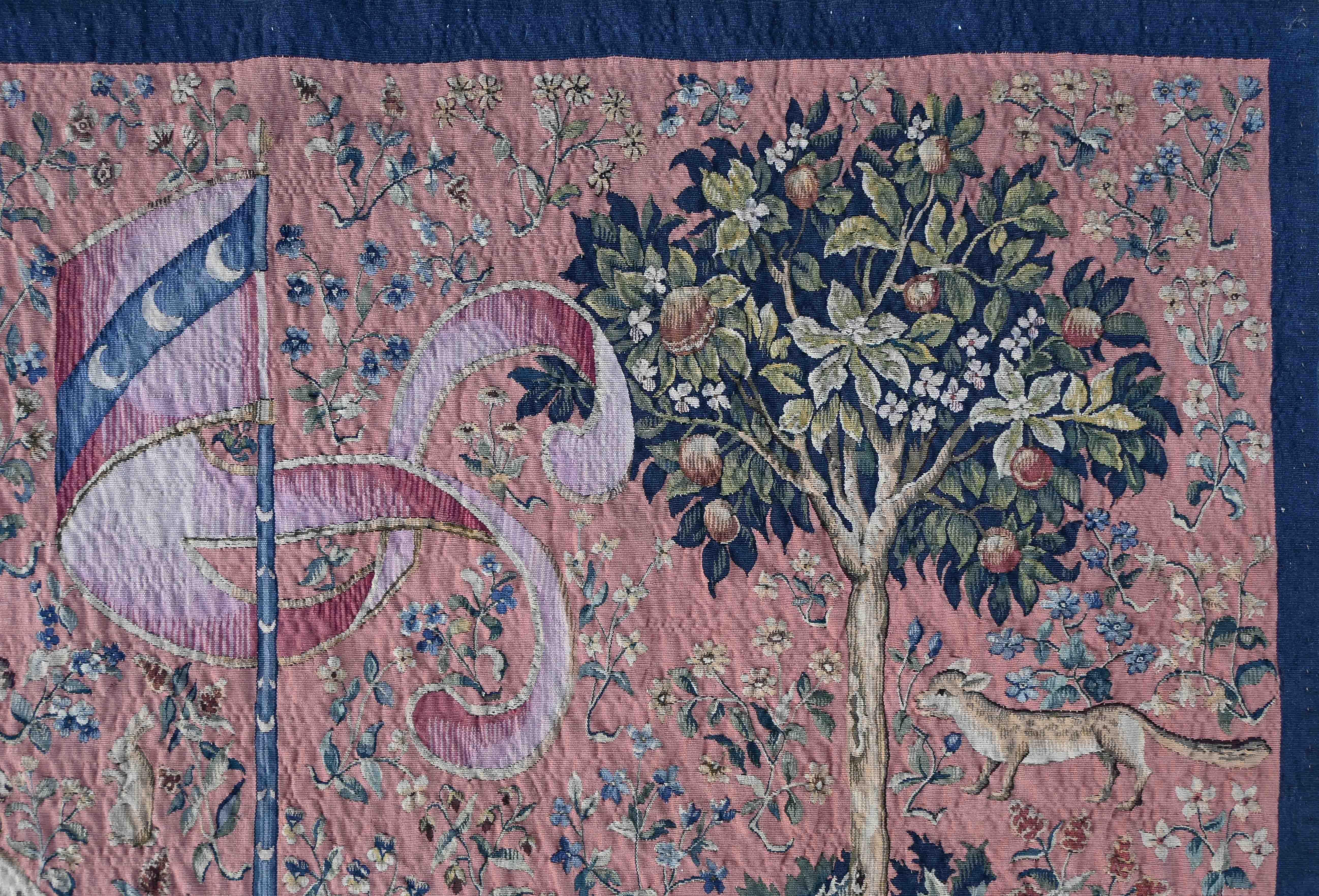 French Very Fine 19th Century Aubusson french Tapestry - The Lady with Unicorn  N° 1364 For Sale