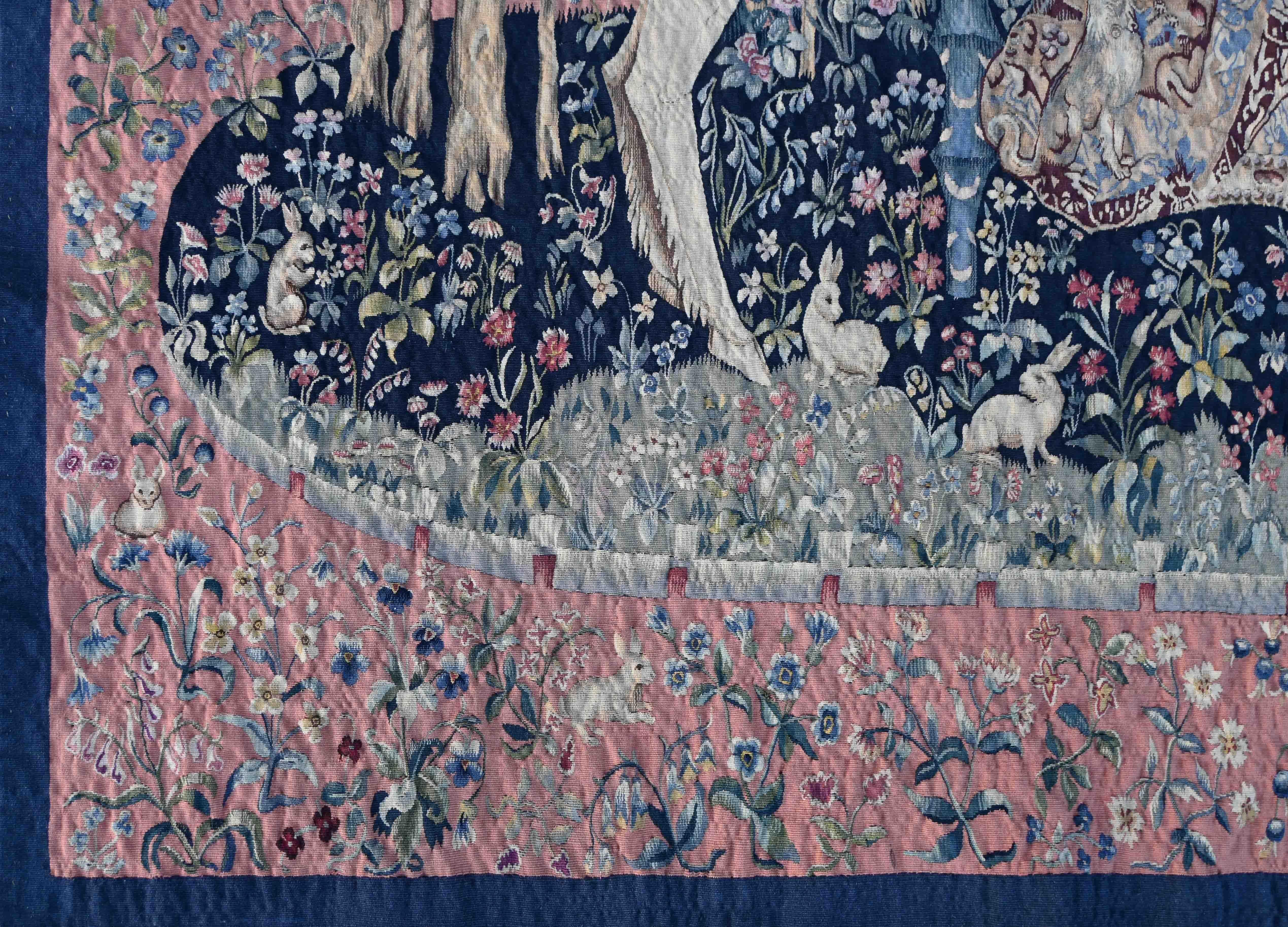 Wool Very Fine 19th Century Aubusson french Tapestry - The Lady with Unicorn  N° 1364 For Sale
