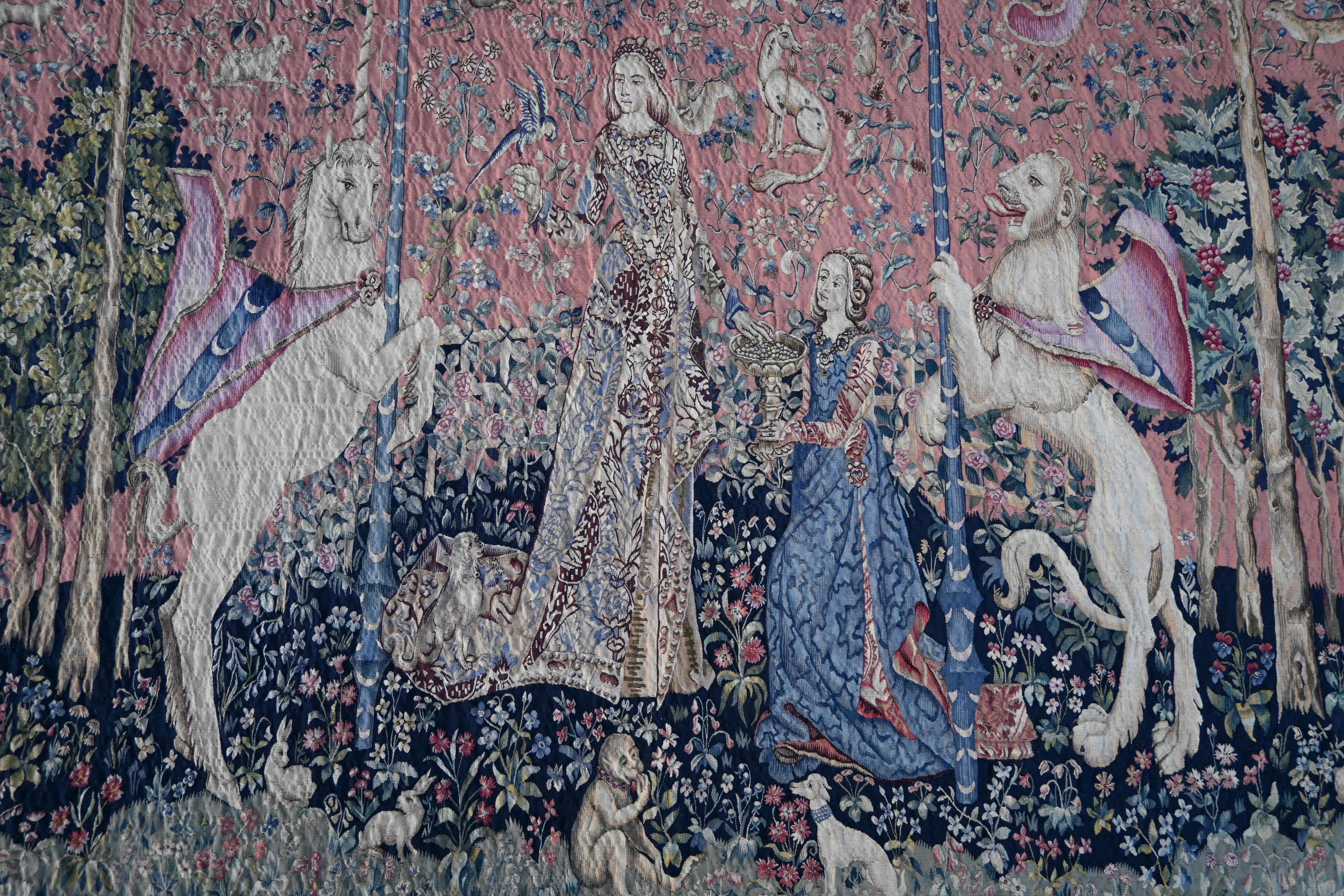 Very Fine 19th Century Aubusson french Tapestry - The Lady with Unicorn  N° 1364 For Sale 3