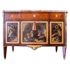 Very Fine 19th century French Coromandel and gilt bronze marble top commode