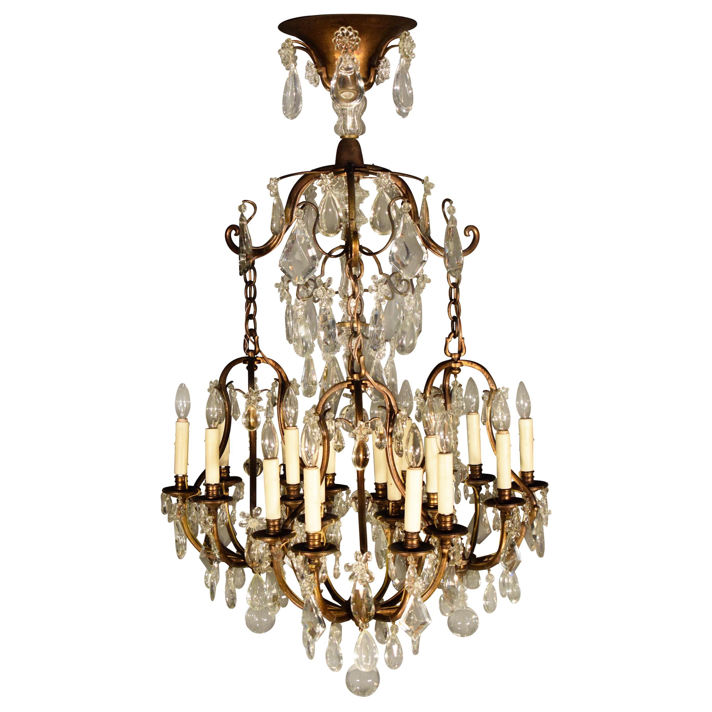 Very Fine 19th Century Gilt Bronze and Crystal Chandelier