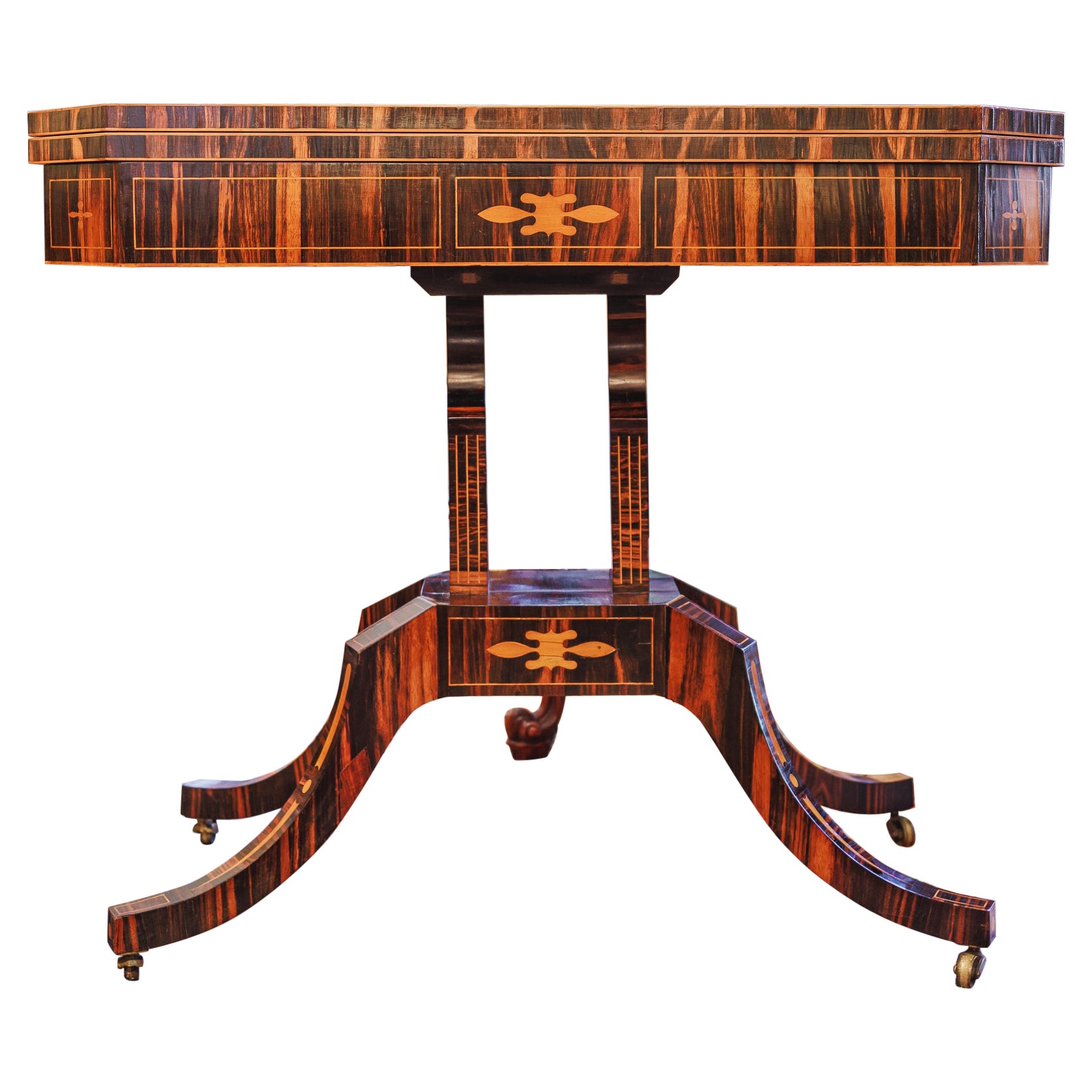 Very Fine 19th Century Regency Calamander and Inlaid Game Table
