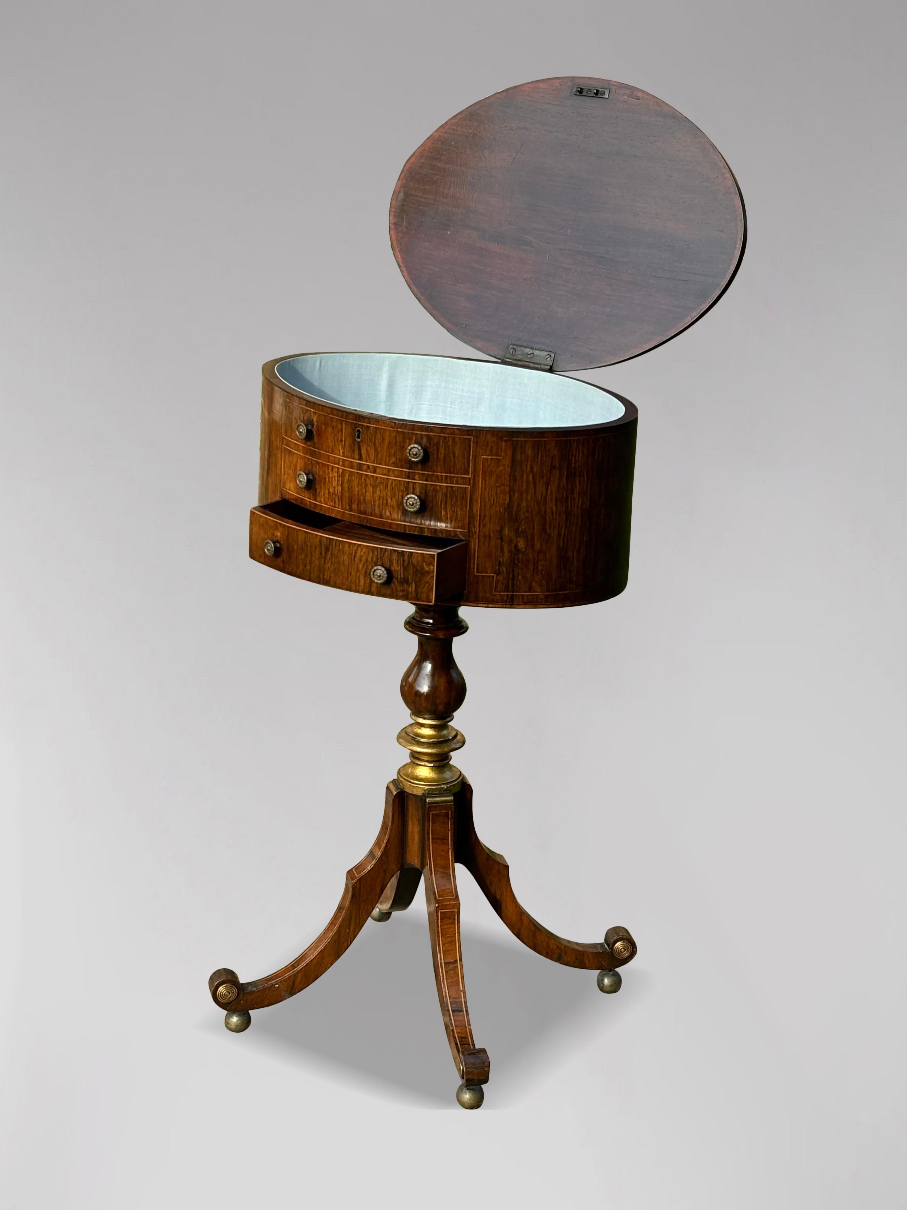 Sehr feiner Rosenholz- und Intarsien-Drehtisch aus der Regency-Zeit des 19. im Angebot 7
