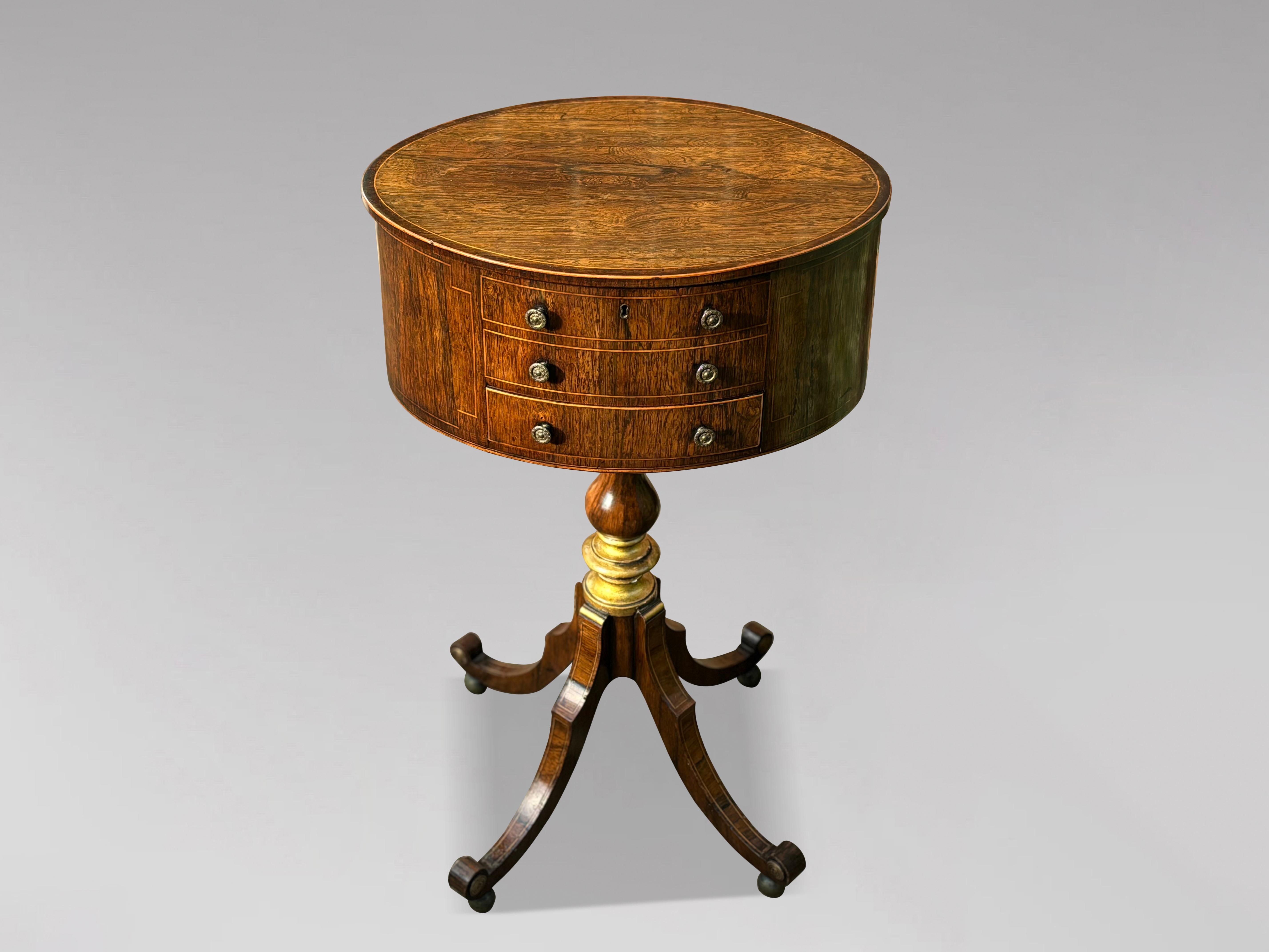 Sehr feiner Rosenholz- und Intarsien-Drehtisch aus der Regency-Zeit des 19. im Angebot 9