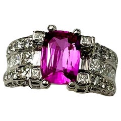 Very Fine 2.88Ct Cushion Cut Natural Pink Sapphire Ring 