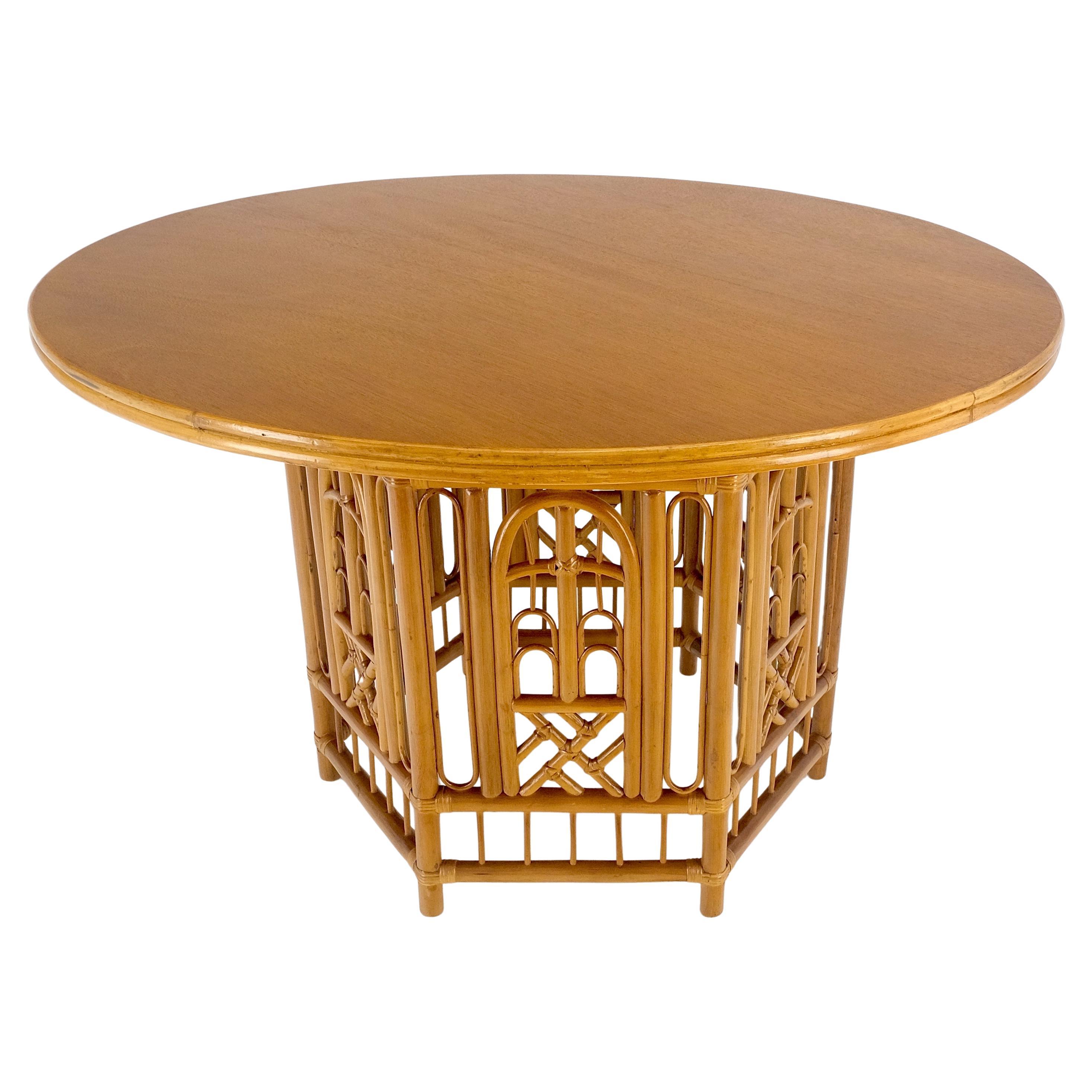 Very Fine 48" Round Top Bamboo Base Mid Century Modern Dining Center Table MINT!