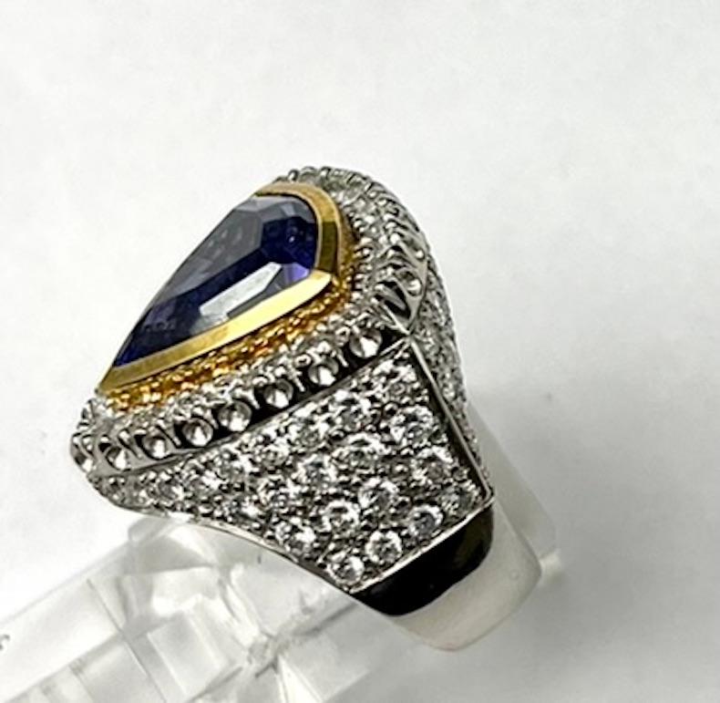 Contemporary Very Fine 5.08Ct Triangle Tanzanite Ring For Sale
