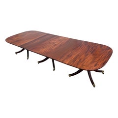 Very Fine 57" Wide 18th Century Georgian Mahogany Triple Pedestal Dining Table