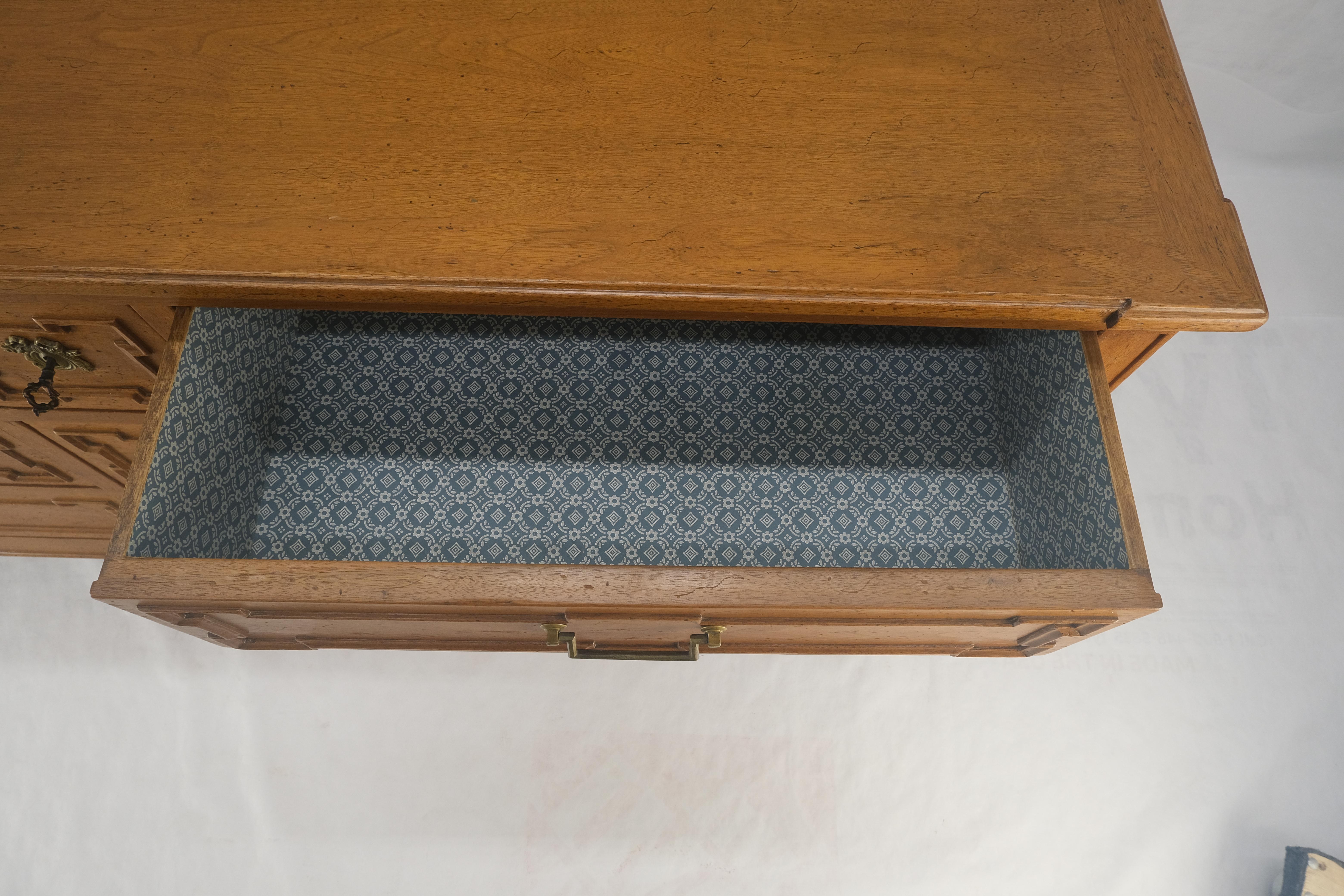 Very Fine 9 Drawers Brass Pulls Carved Walnut 72
