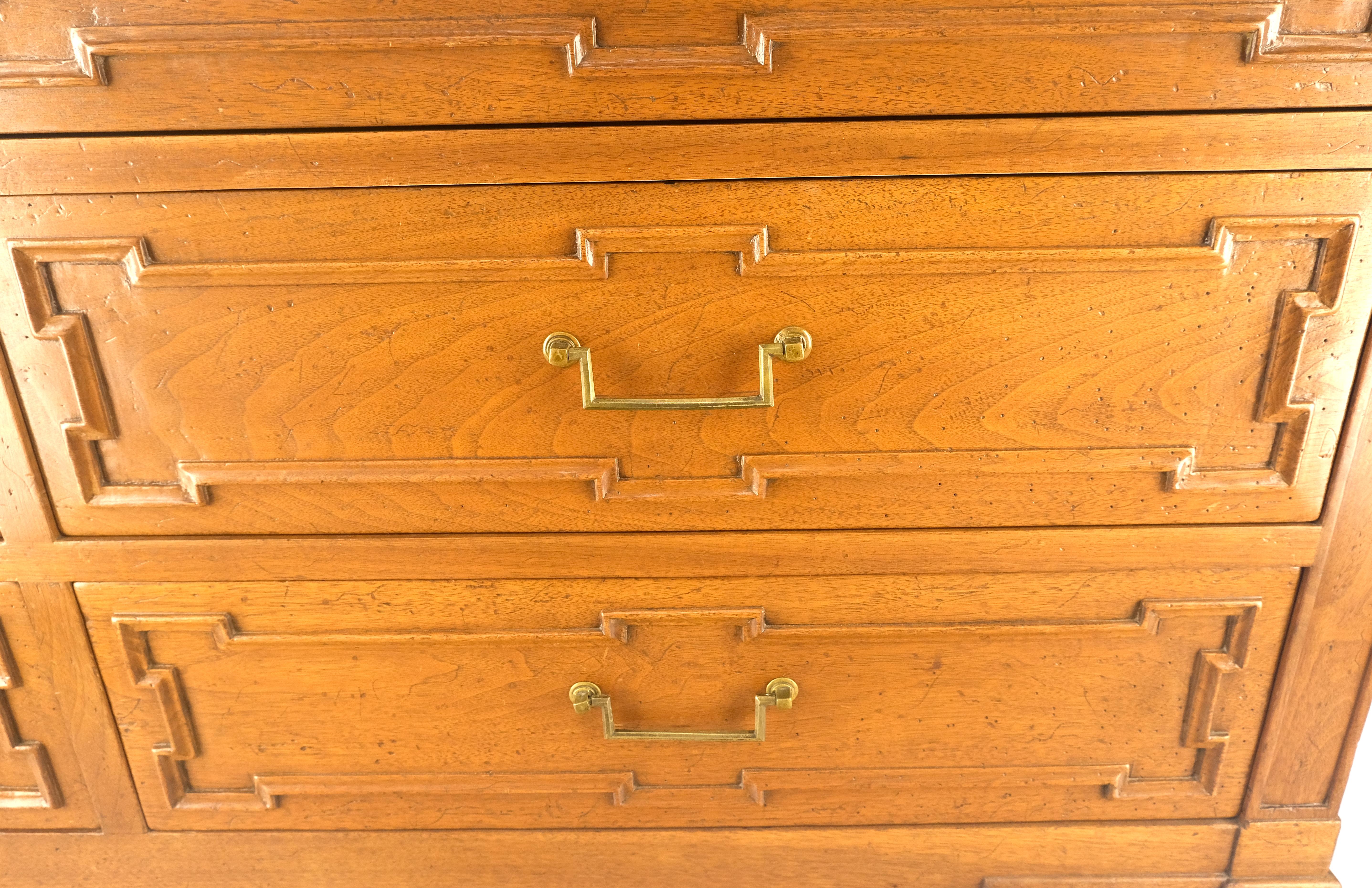 Very Fine 9 Drawers Brass Pulls Carved Walnut 72