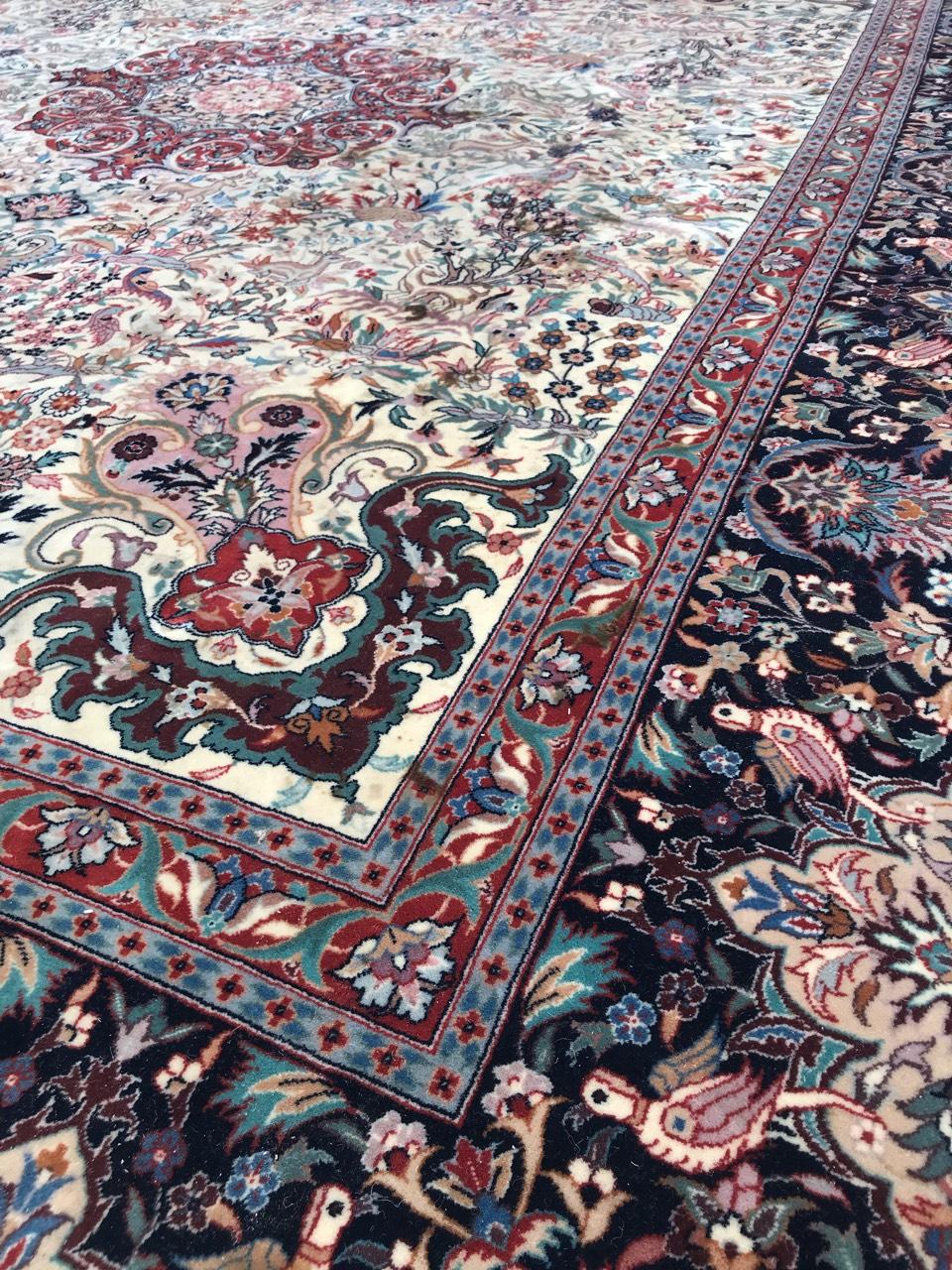 Bobyrug’s Very Fine and Beautiful Large Vintage Tabriz Style Rug For Sale 4