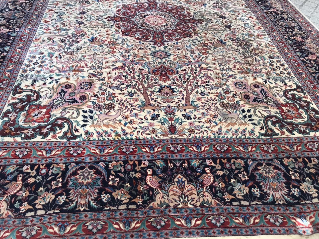 Bobyrug’s Very Fine and Beautiful Large Vintage Tabriz Style Rug For Sale 5