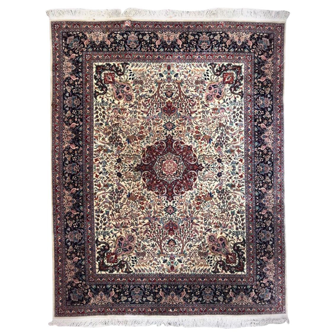 Bobyrug’s Very Fine and Beautiful Large Vintage Tabriz Style Rug