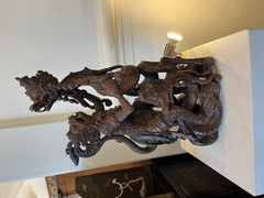 Escultura balinesa de madera de azúcar muy fina y detallada de una escena del Ramayana