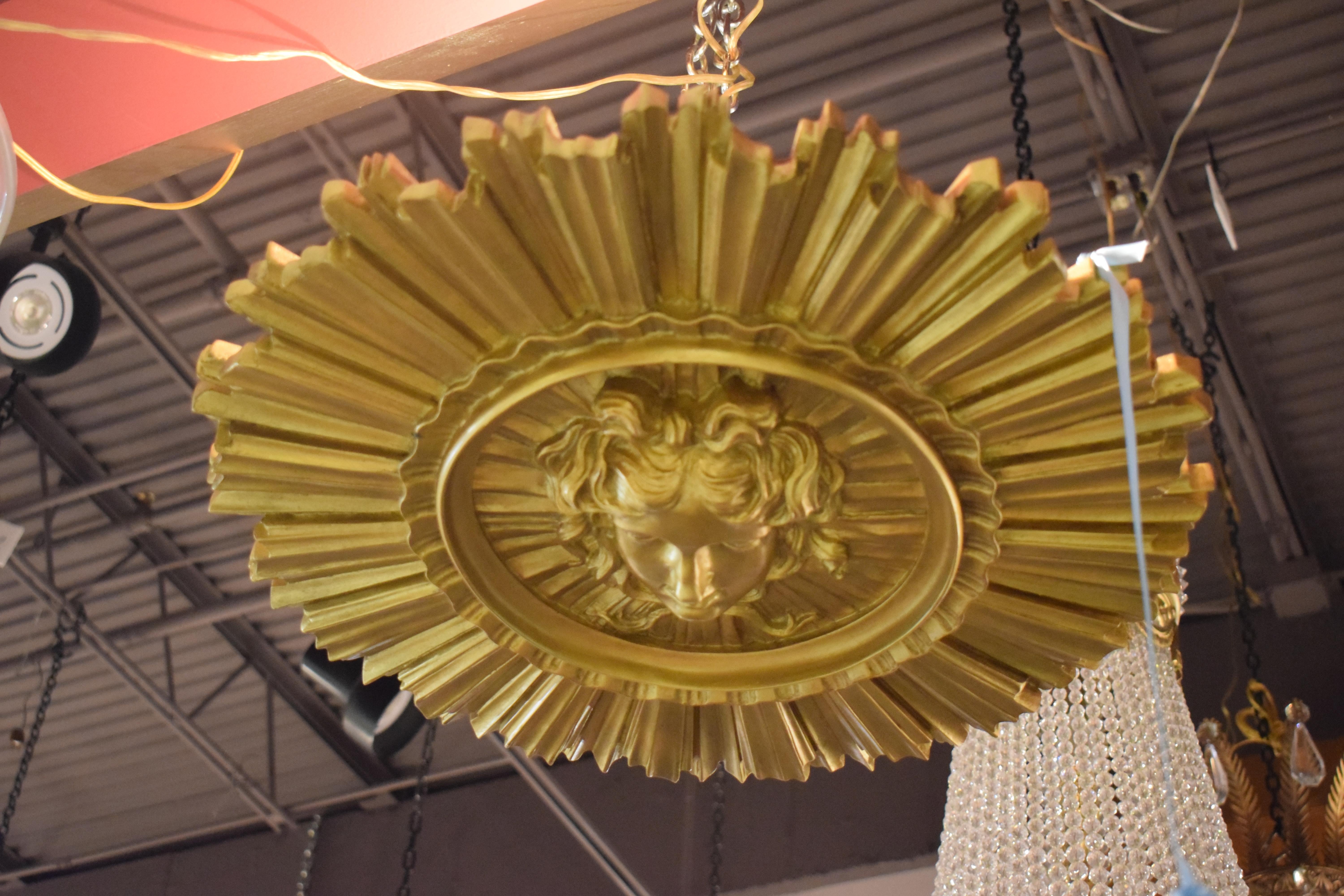 Très fine et très décorative suspension dorée ou luminaire encastré en vente 12