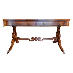 Antique Very Fine and Important Regency Period Rosewood and Brass Inlayed Desk