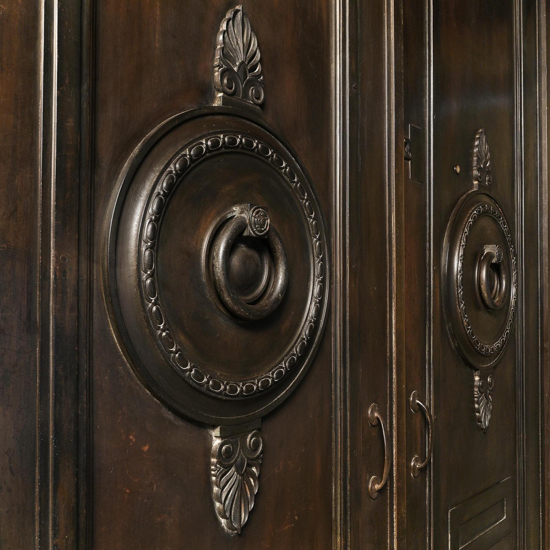 English Very Fine and Imposing Pair of Bronze Entrance Doors Circa 1900