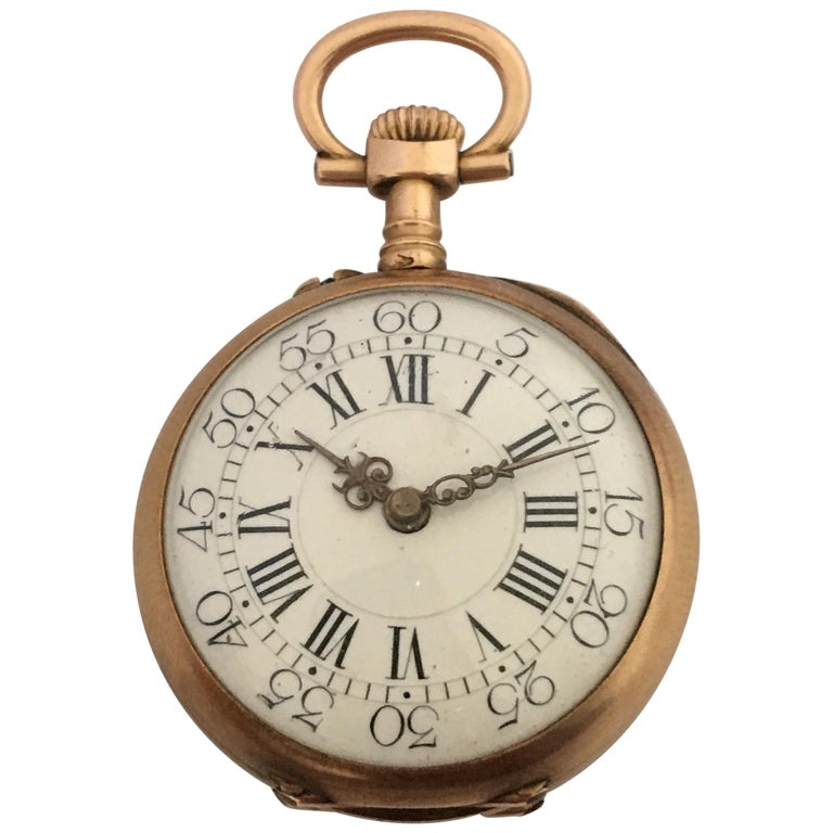 Very Fine and Rare 18 Karat Gold Antique Pocket / Fob Watch For Sale at