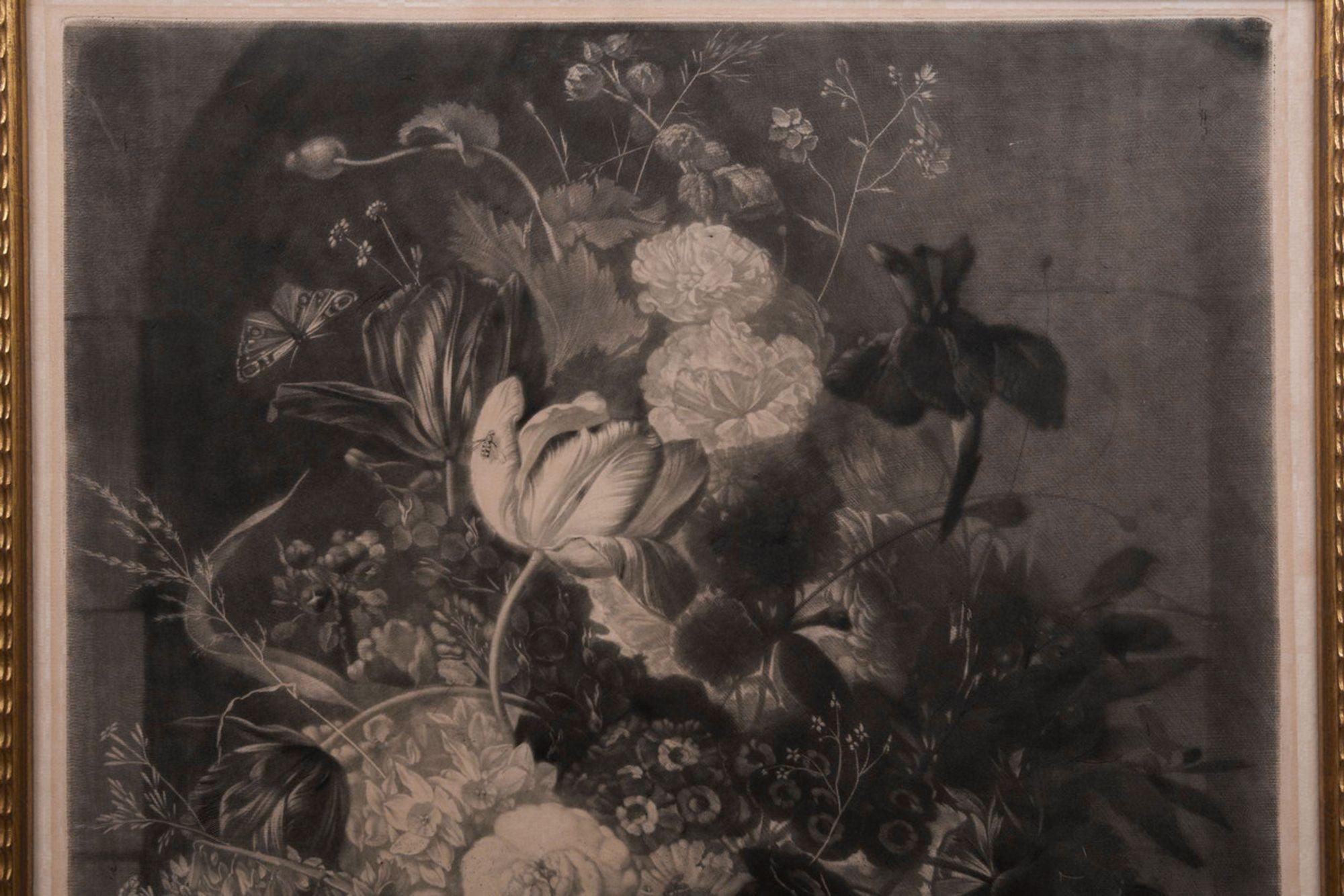 Sehr schönes und seltenes Kupferstichpaar von Pichler nach van Huysum um 1806 im Angebot 11