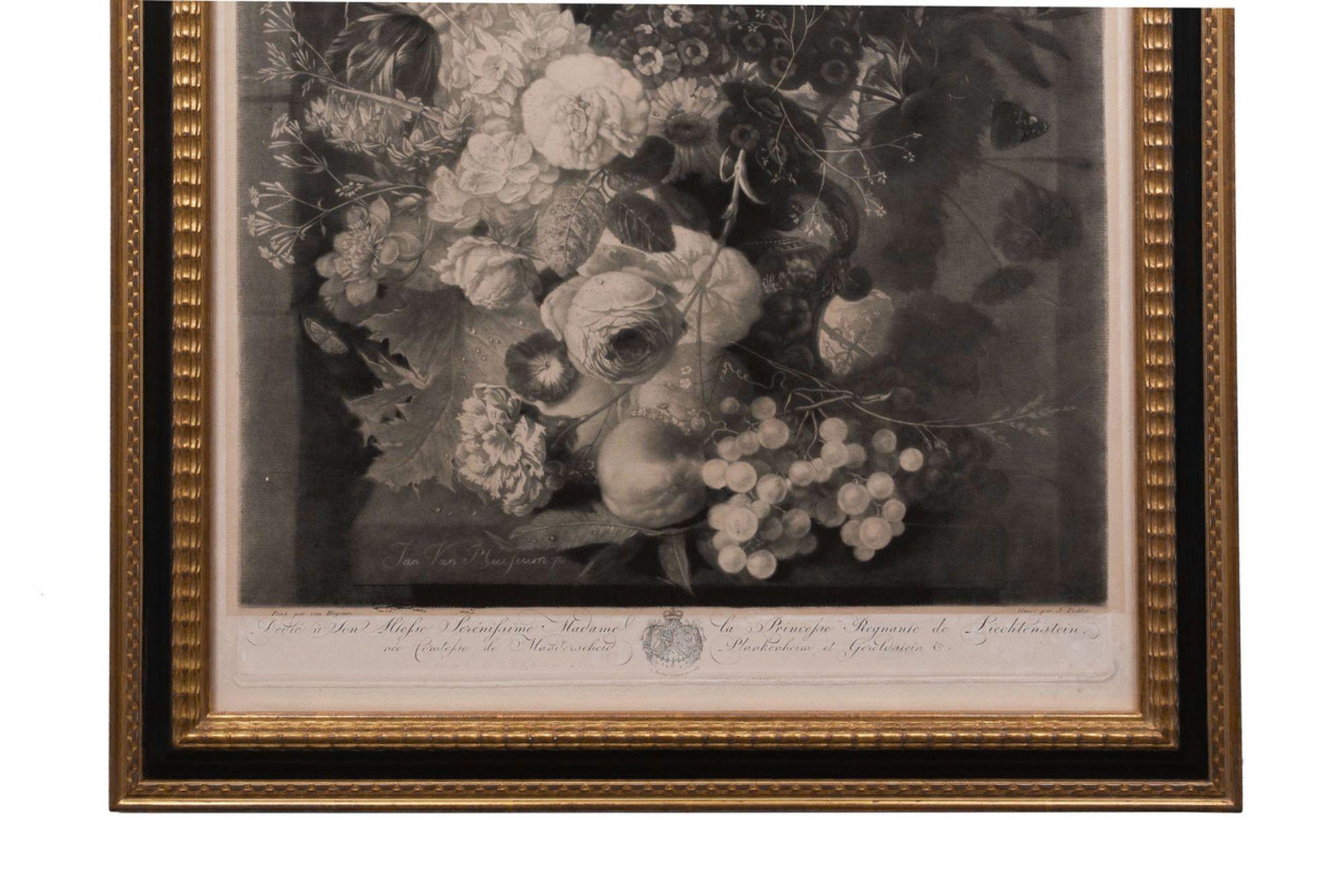 Sehr schönes und seltenes Kupferstichpaar von Pichler nach van Huysum um 1806 im Angebot 2