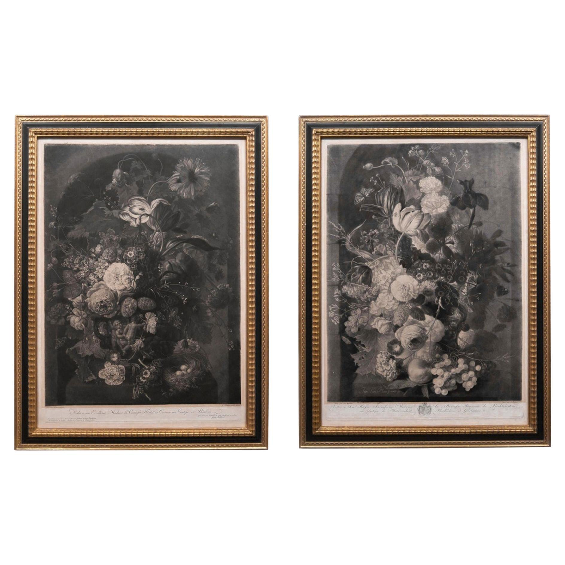 Very Fine and Rare Pair of Engravings by Pichler after van Huysum circa 1806