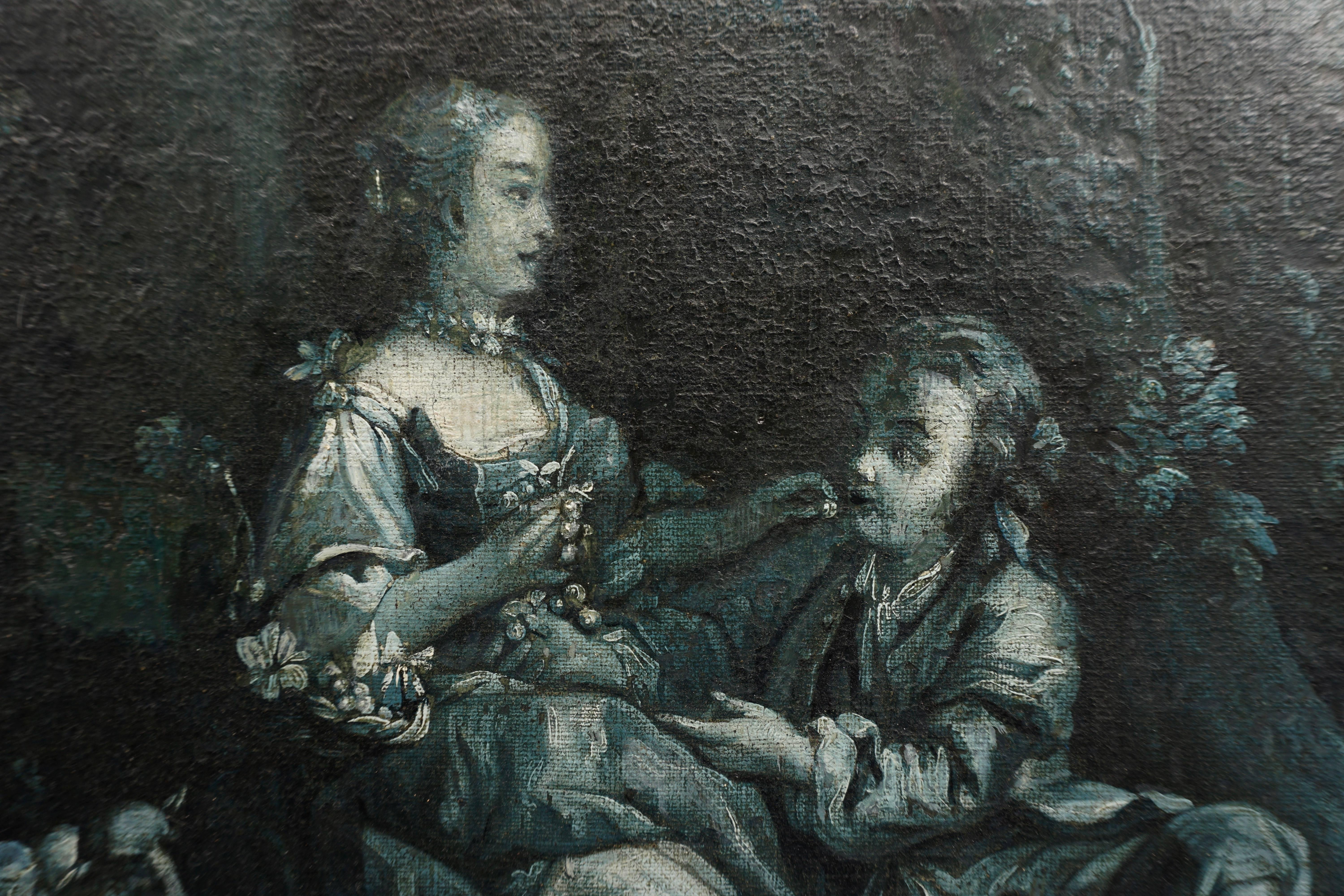 Very Fine and Rare Pair of Night Blue Grisaille Paintings, France, circa 1775 1