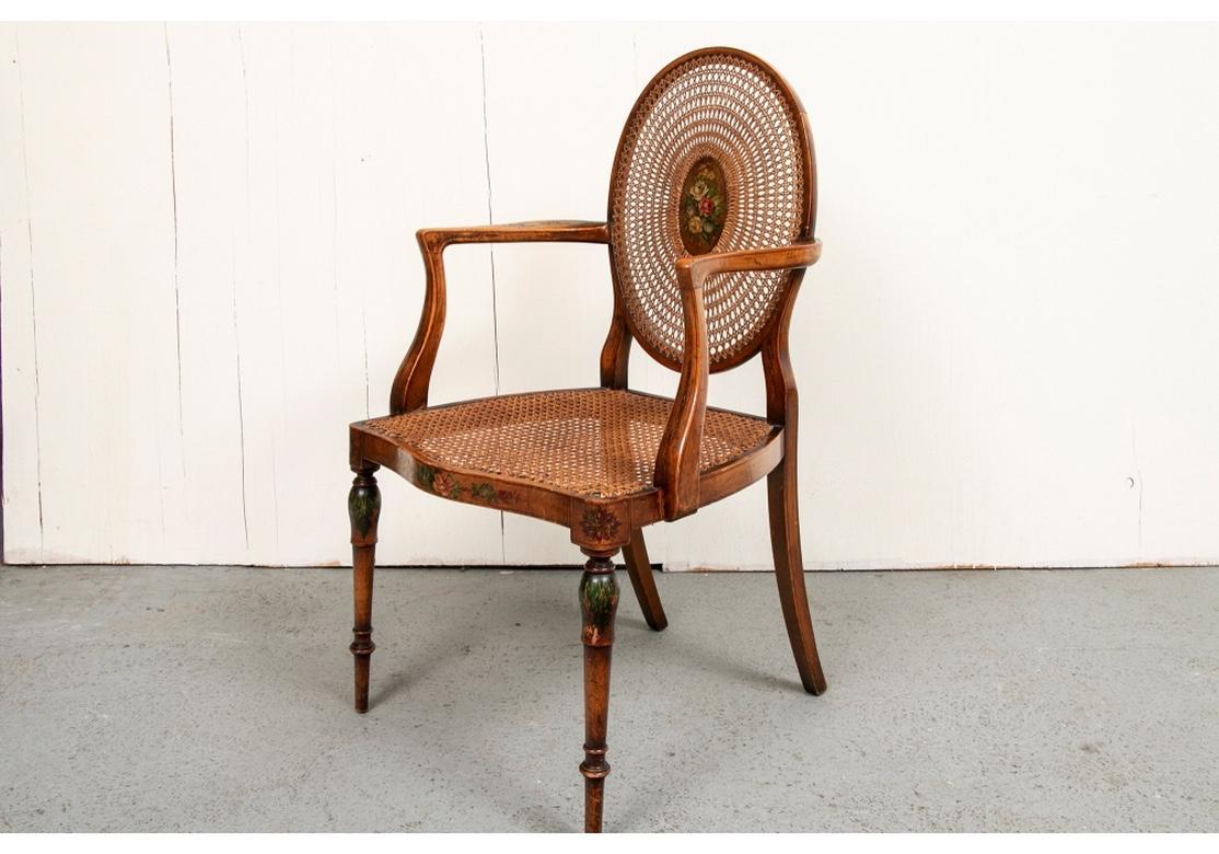 Very Fine Antique Adam Style Caned Armchair 2