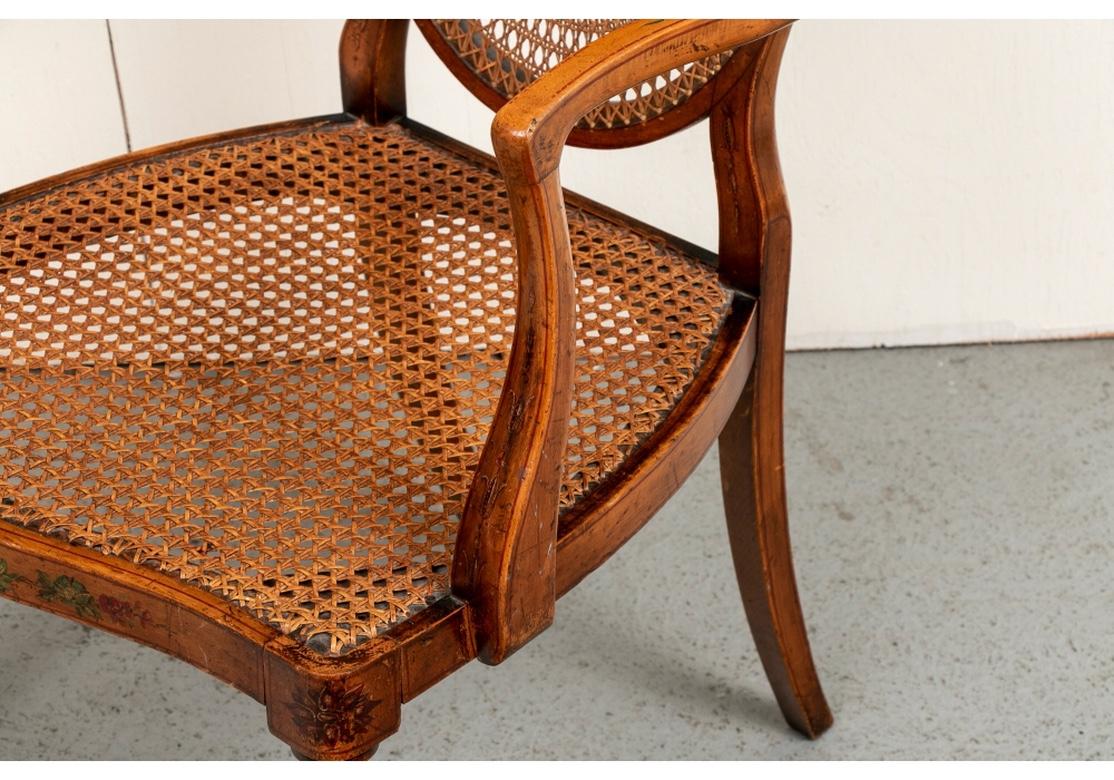 Very Fine Antique Adam Style Caned Armchair In Good Condition In Bridgeport, CT