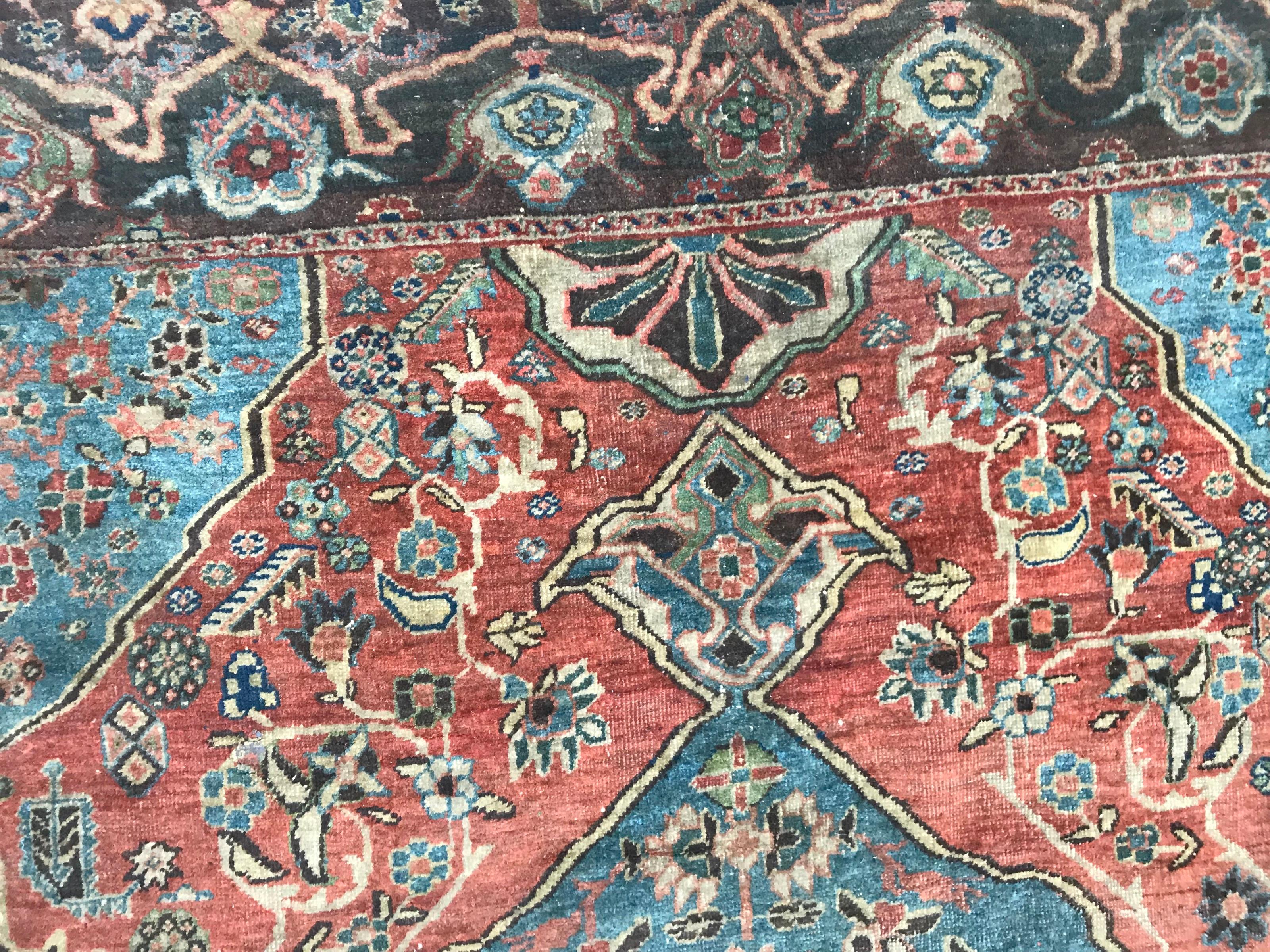 Hand-Knotted Bobyrug’s Very beautiful Fine Antique tabriz Rug