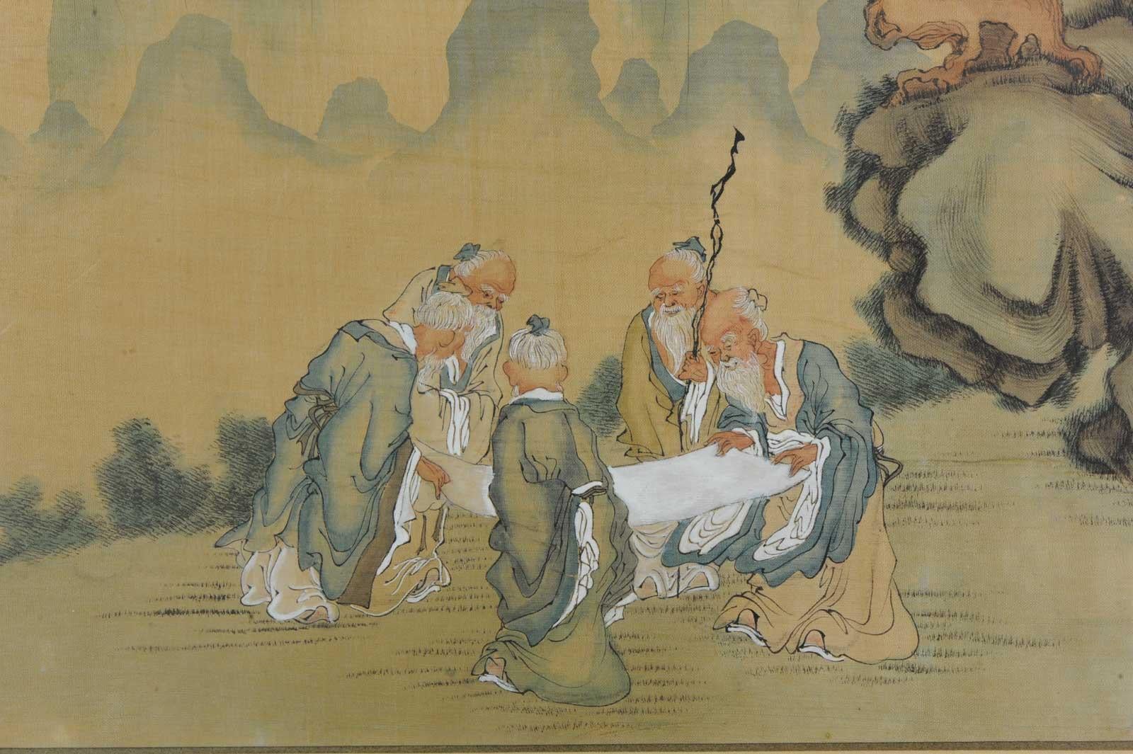 Very Fine Antique Chinese Painting Ladies & Calligraphy, Late 19th Early 20th C In Good Condition For Sale In Amsterdam, Noord Holland