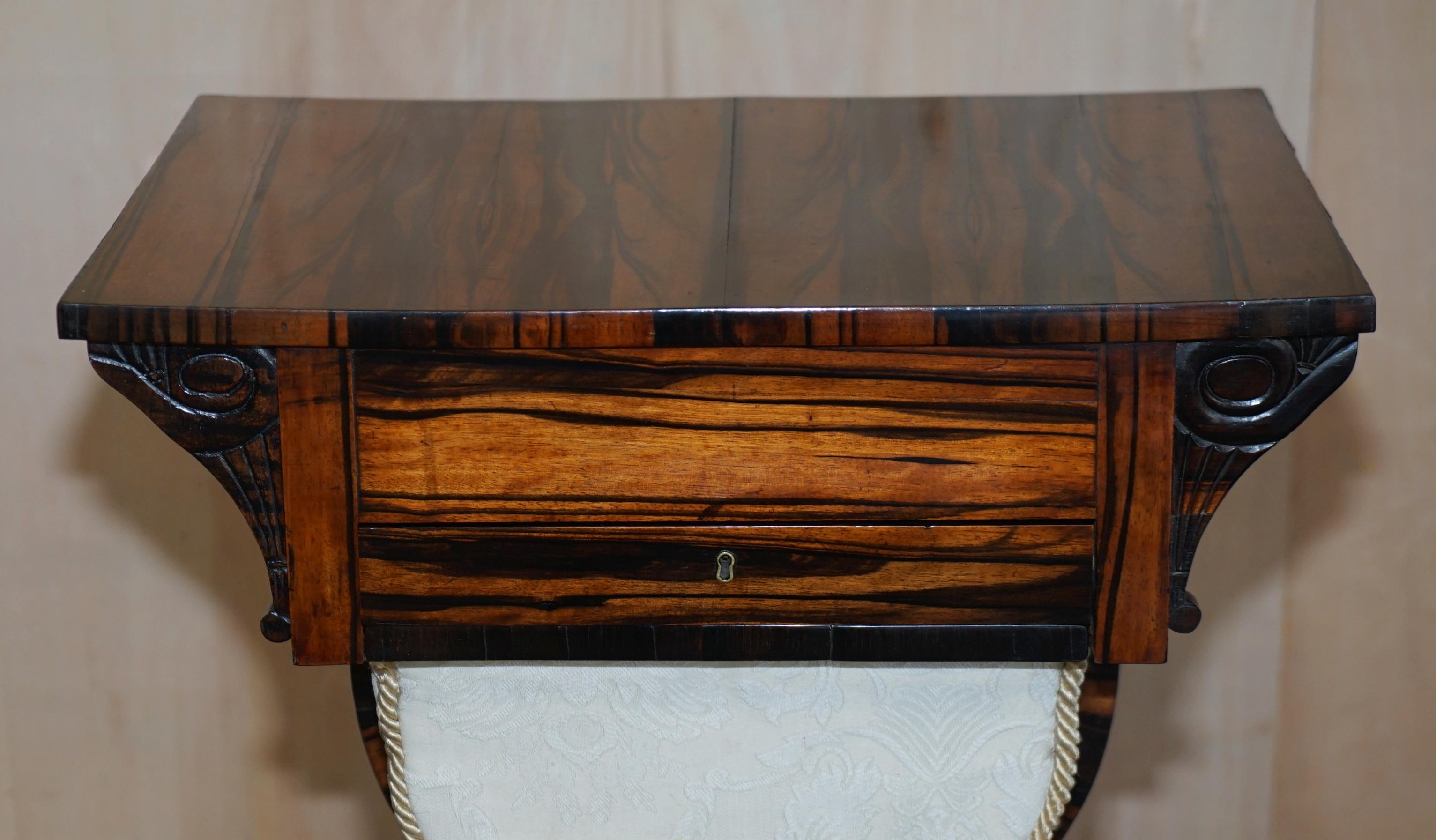 Very Fine Antique circa 1810-1820 Regency Coromandel Workbox / Sewing Table For Sale 5