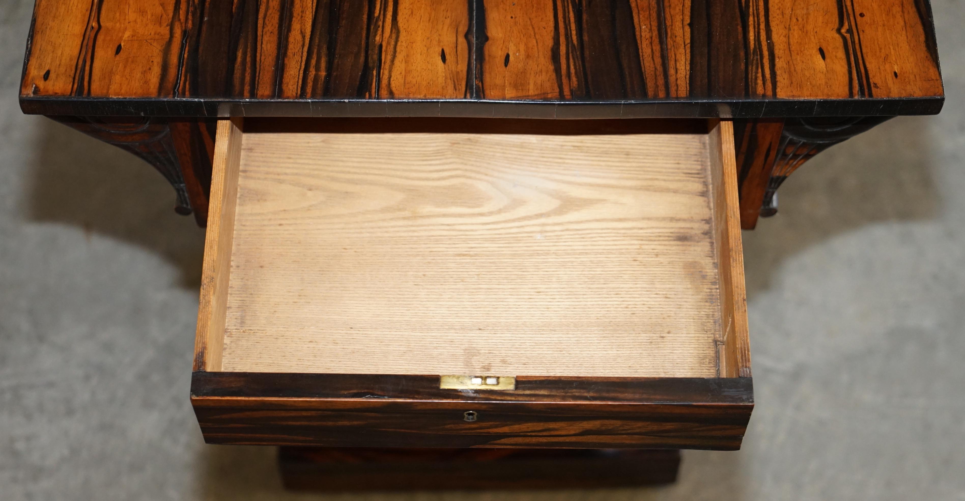 Very Fine Antique circa 1810-1820 Regency Coromandel Workbox / Sewing Table For Sale 11