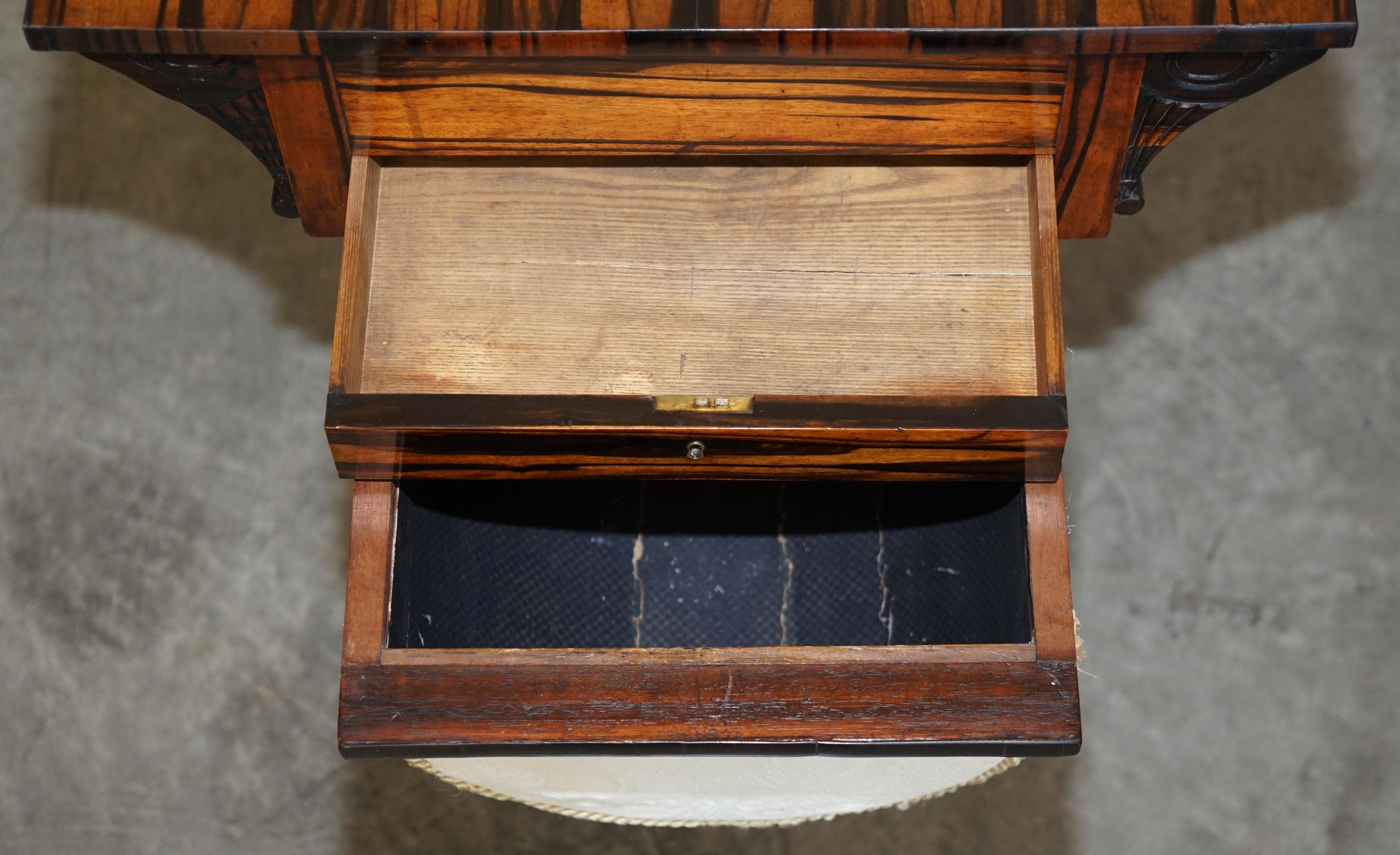 Very Fine Antique circa 1810-1820 Regency Coromandel Workbox / Sewing Table For Sale 12