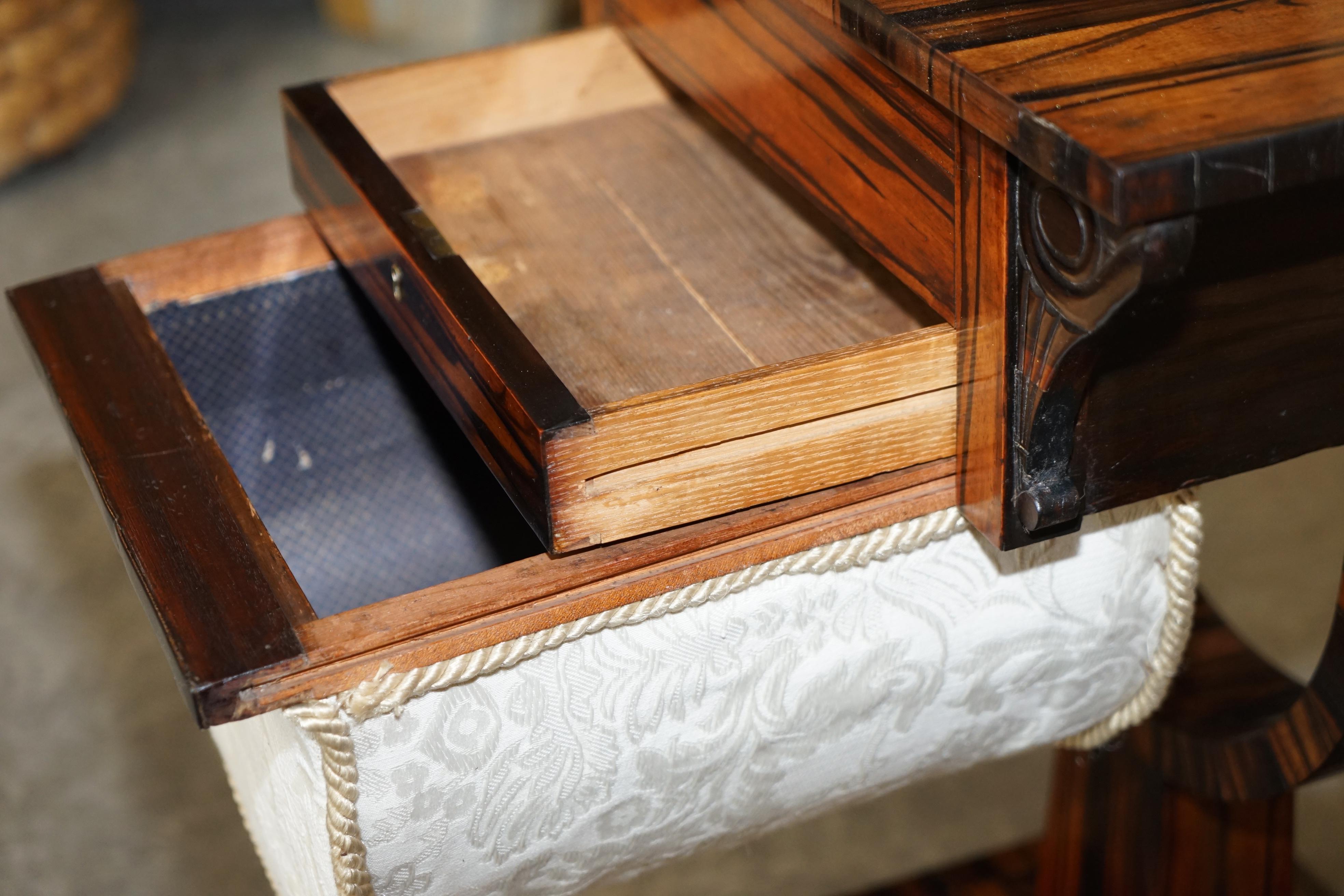 Very Fine Antique circa 1810-1820 Regency Coromandel Workbox / Sewing Table For Sale 13