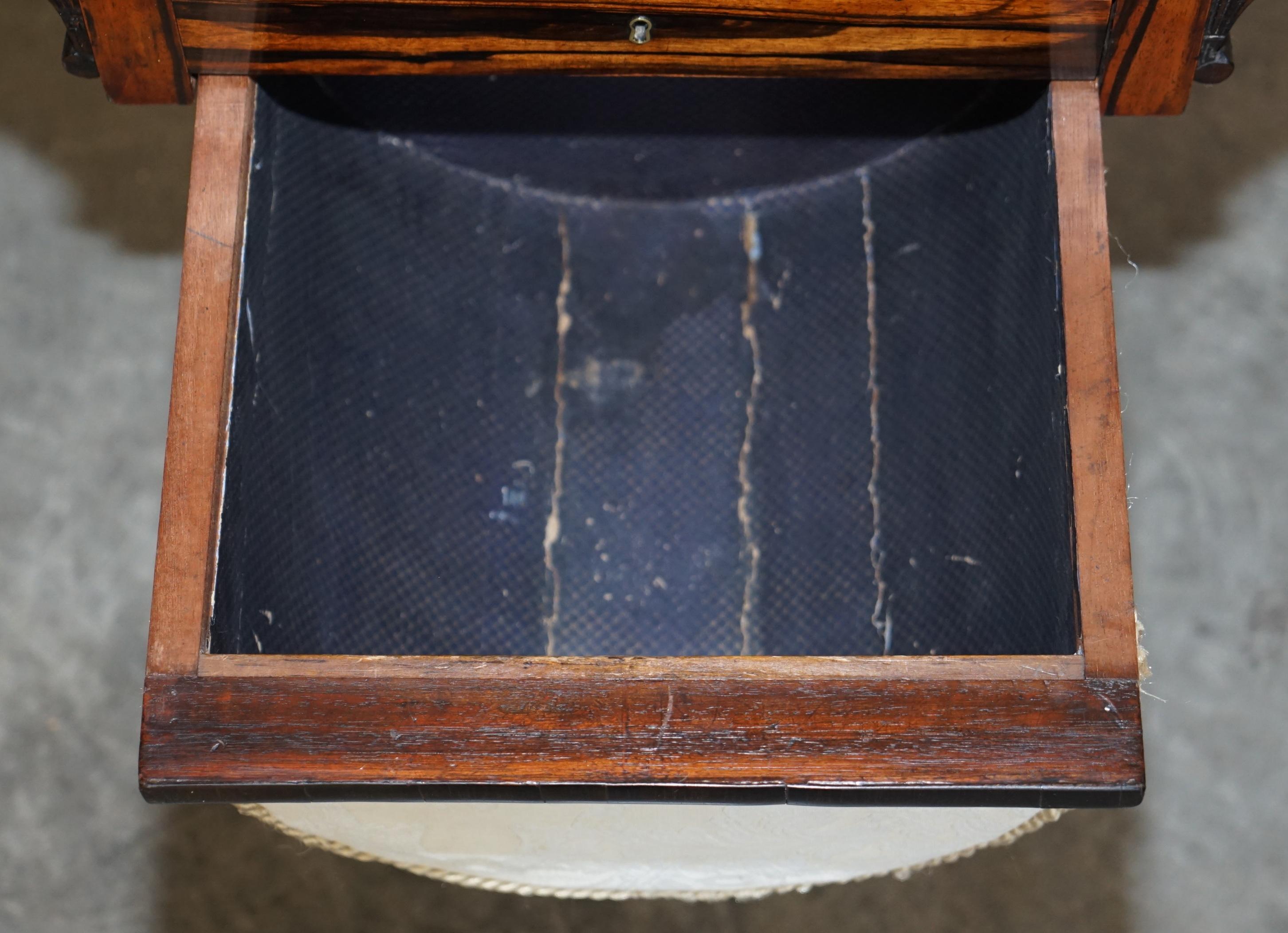 Very Fine Antique circa 1810-1820 Regency Coromandel Workbox / Sewing Table For Sale 14