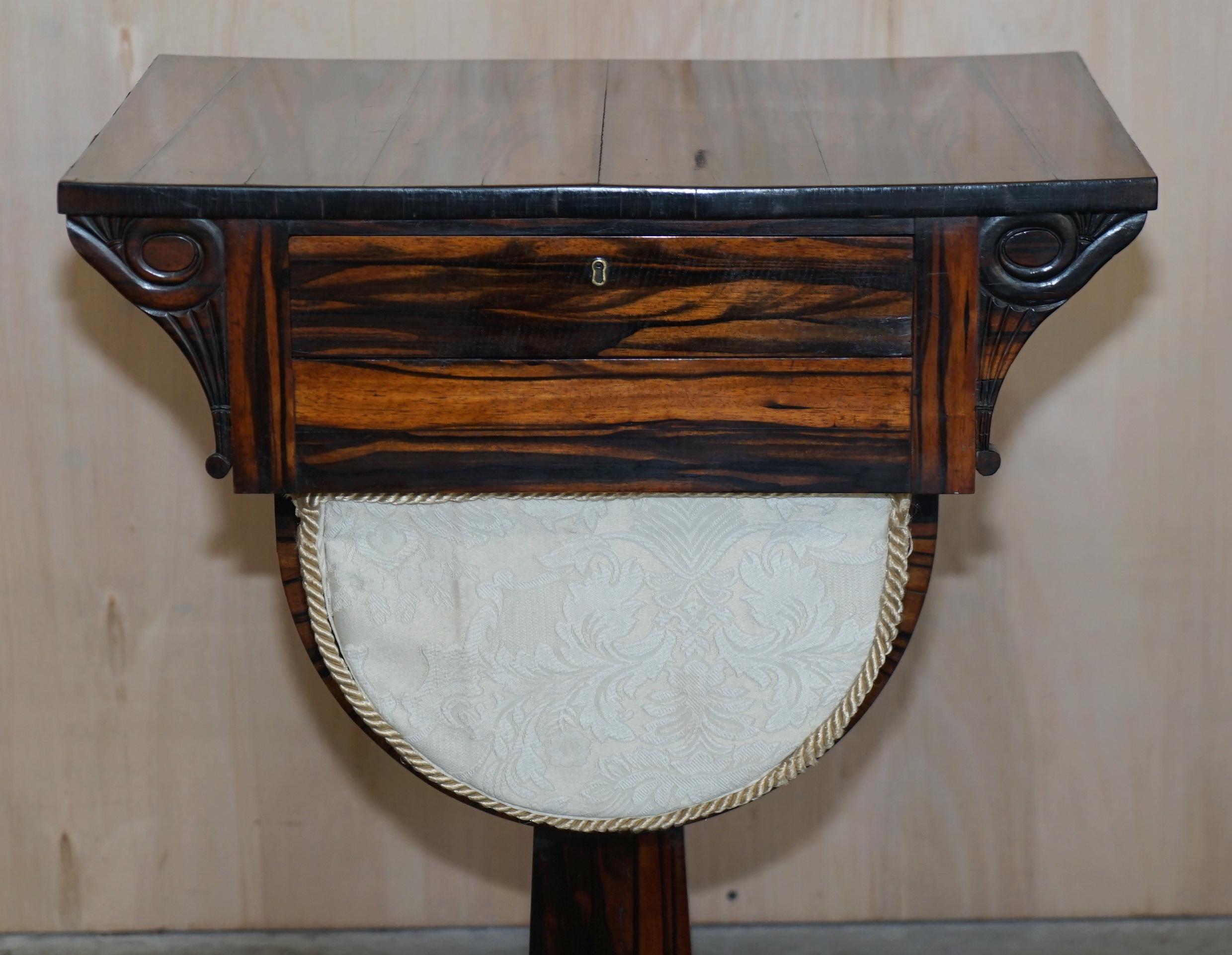 Hand-Crafted Very Fine Antique circa 1810-1820 Regency Coromandel Workbox / Sewing Table For Sale