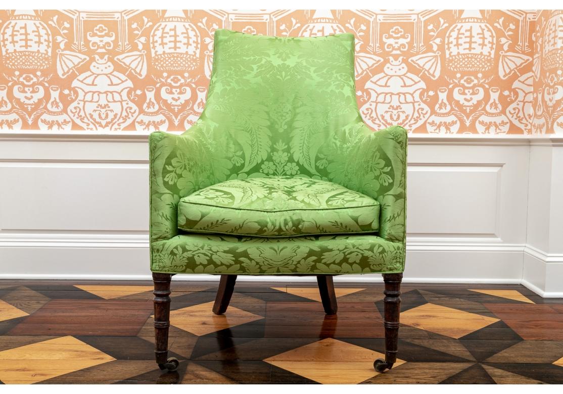 Very Fine Antique Custom Silk Damask Armchair For Sale 5