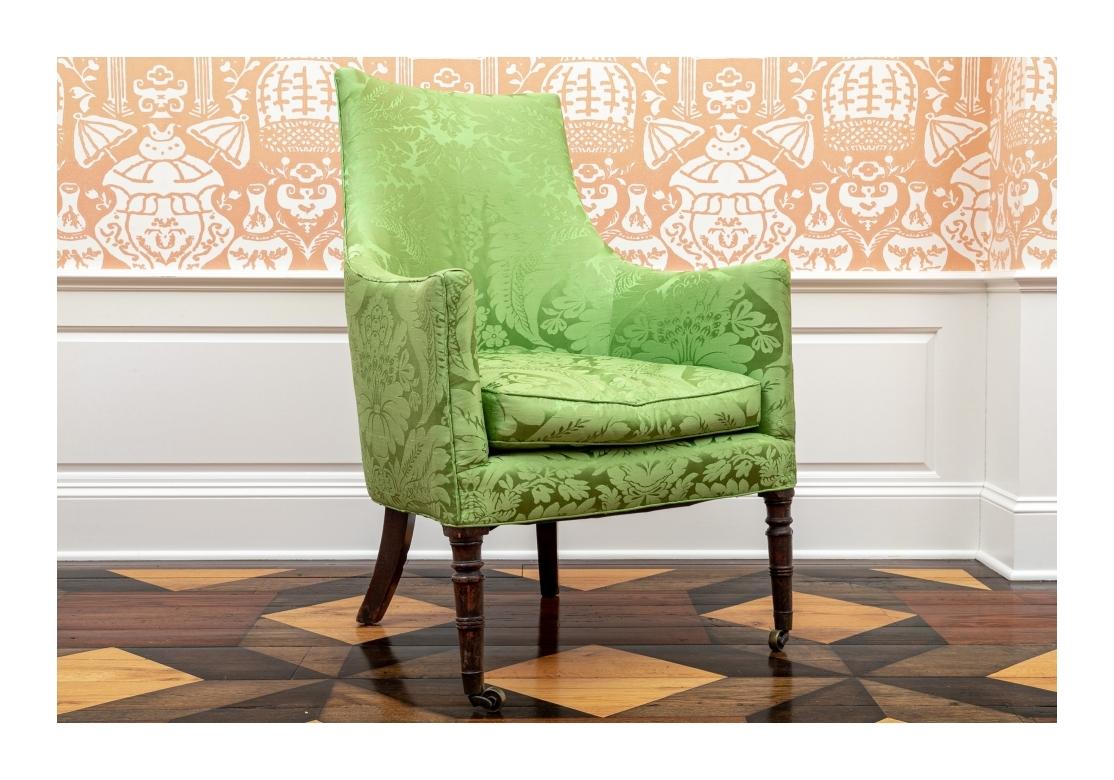 Very Fine Antique Custom Silk Damask Armchair For Sale 6