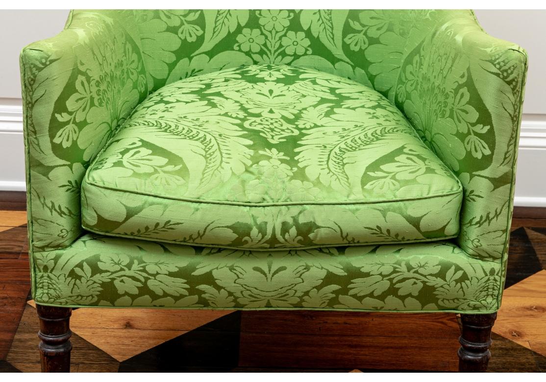 Very Fine Antique Custom Silk Damask Armchair In Good Condition For Sale In Bridgeport, CT