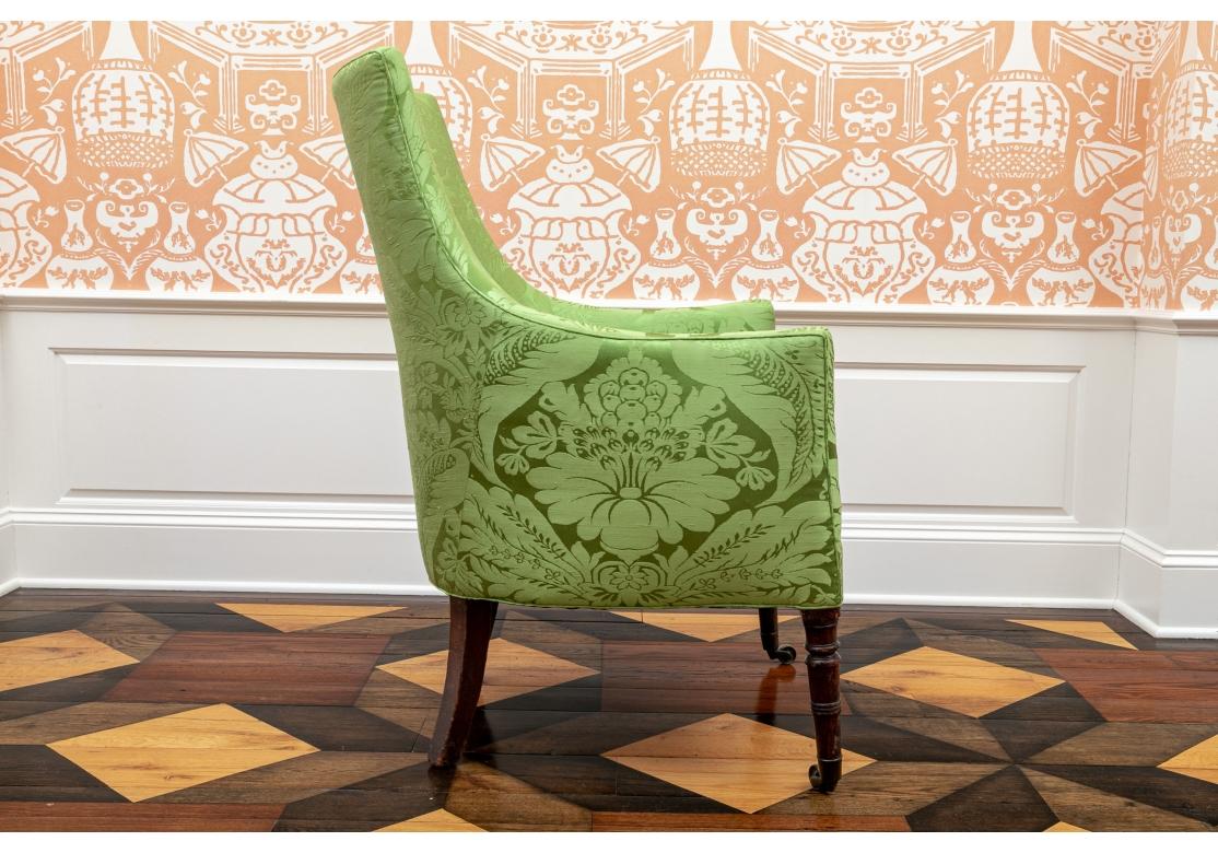 Very Fine Antique Custom Silk Damask Armchair For Sale 1