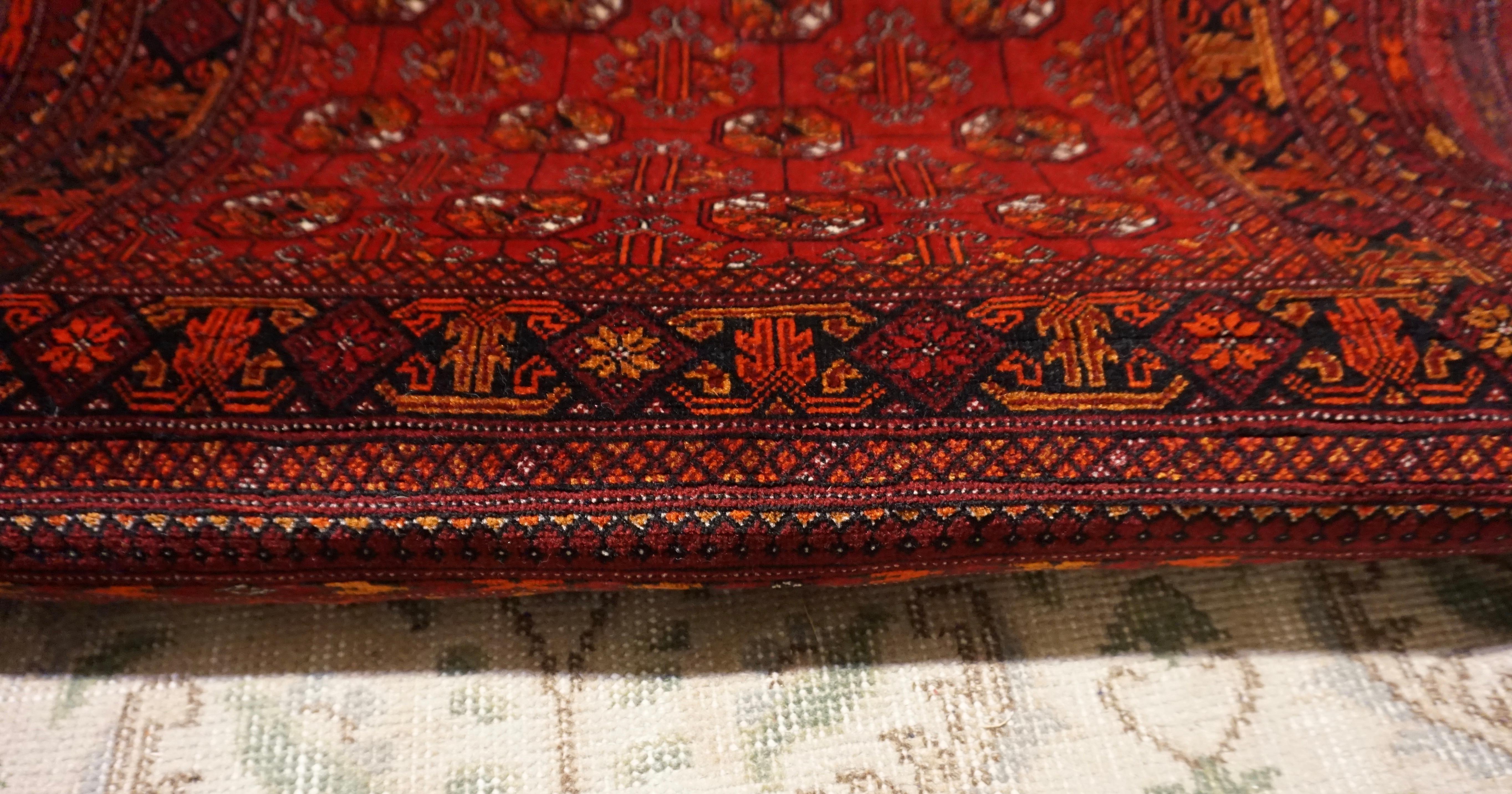 Very Fine Antique Hand Knotted Turkmen Crimson & Copper Bokhara Runner In Good Condition For Sale In Vancouver, British Columbia