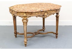 Very Fine Antique Neoclassical Gilt Marble Top Center Table